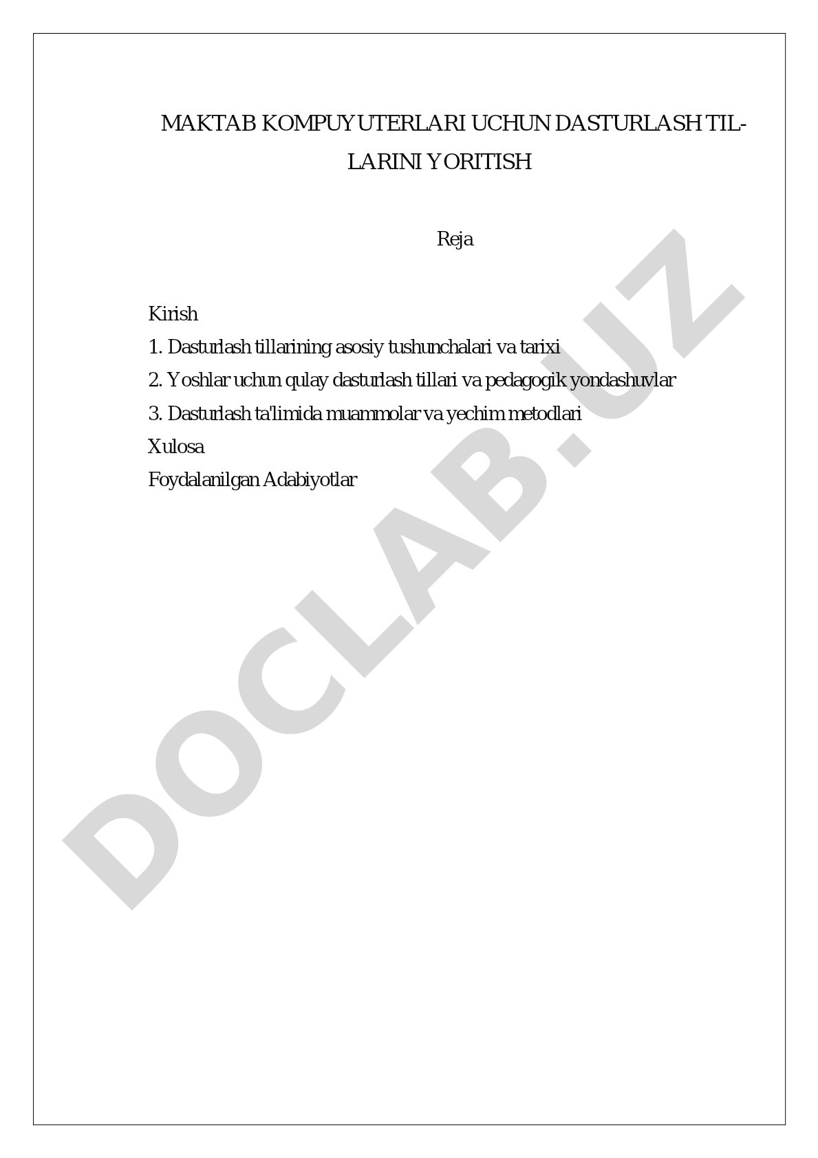 Maktab kompyuterlari uchun dasturlash tillarini yoritish