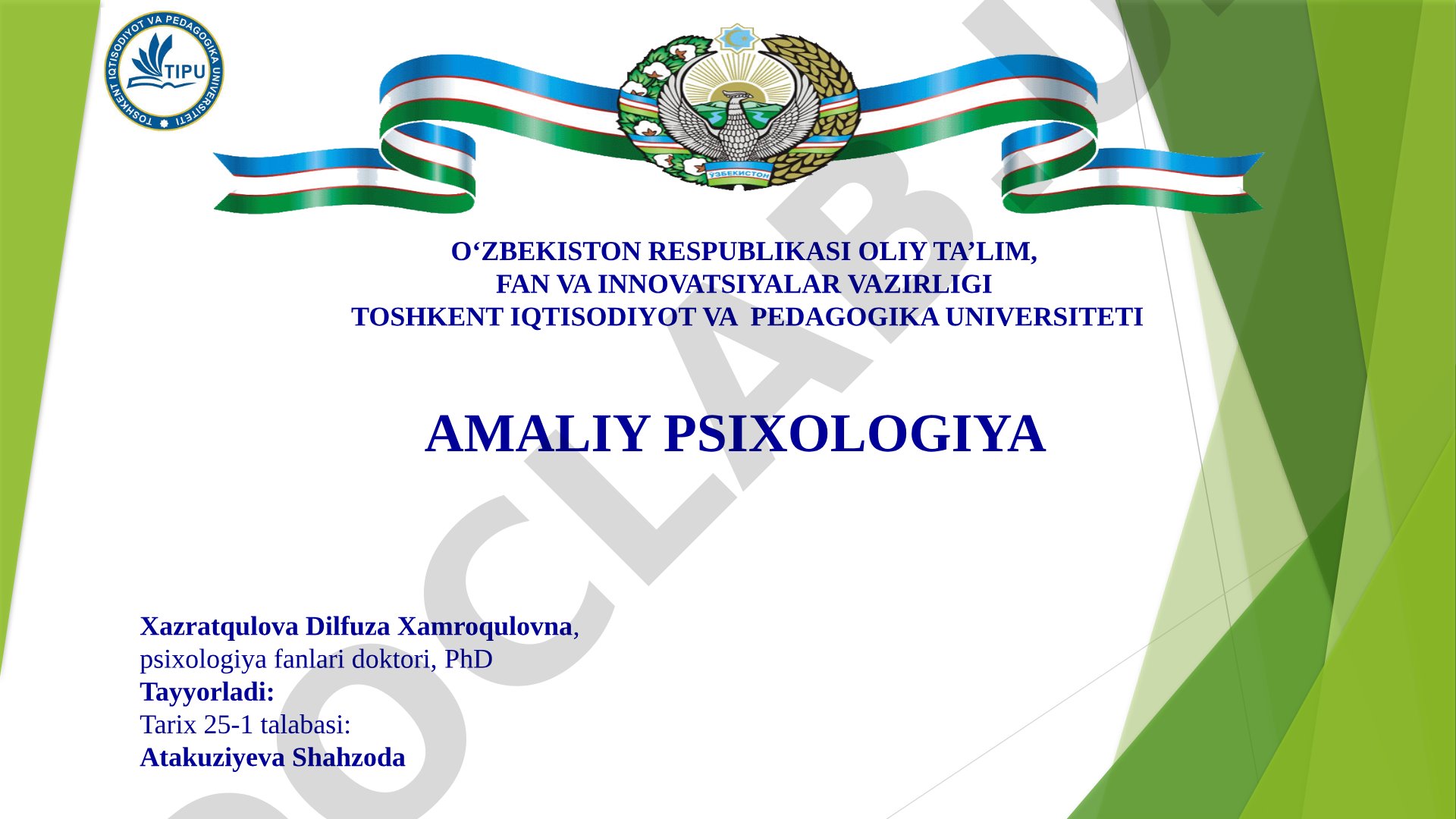 Shaxs psixologiyasi. Psixologiyada shaxs va jamiyat muammosi