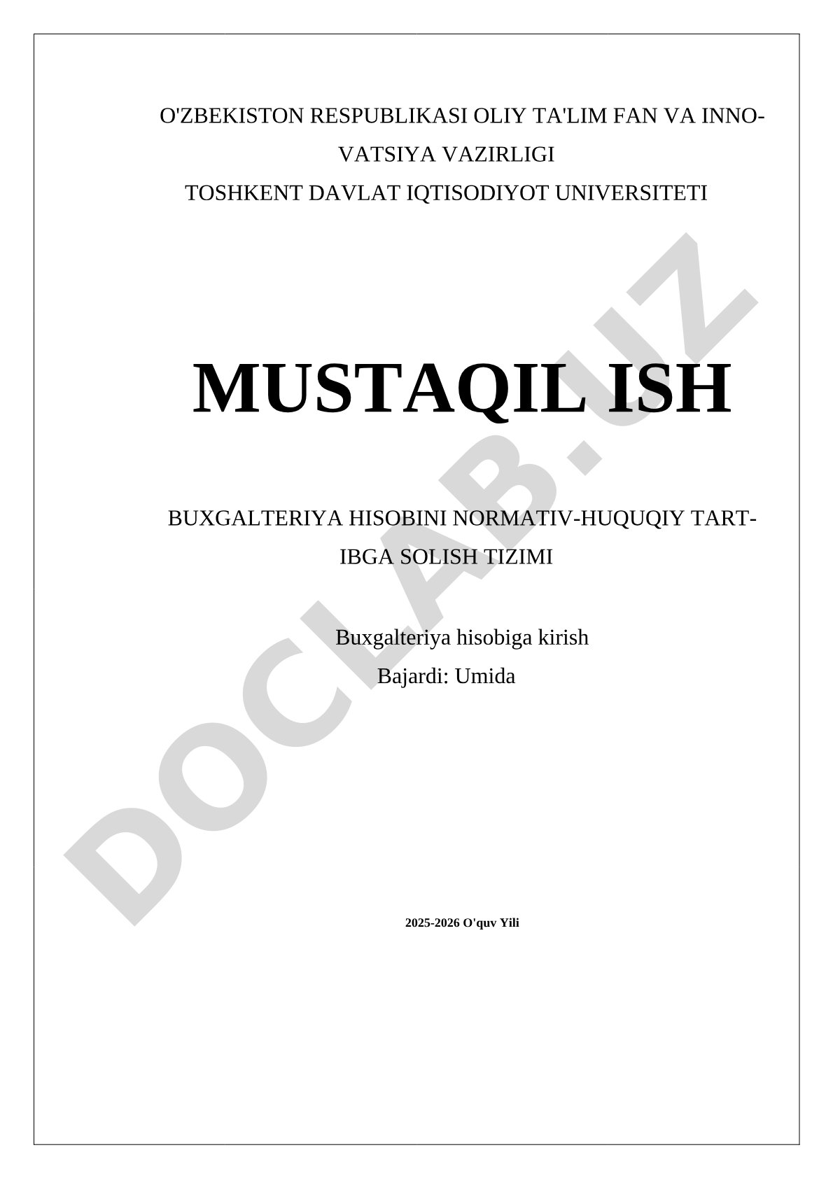Buxgalteriya hisobini normativ-huquqiy tartibga solish tizimi