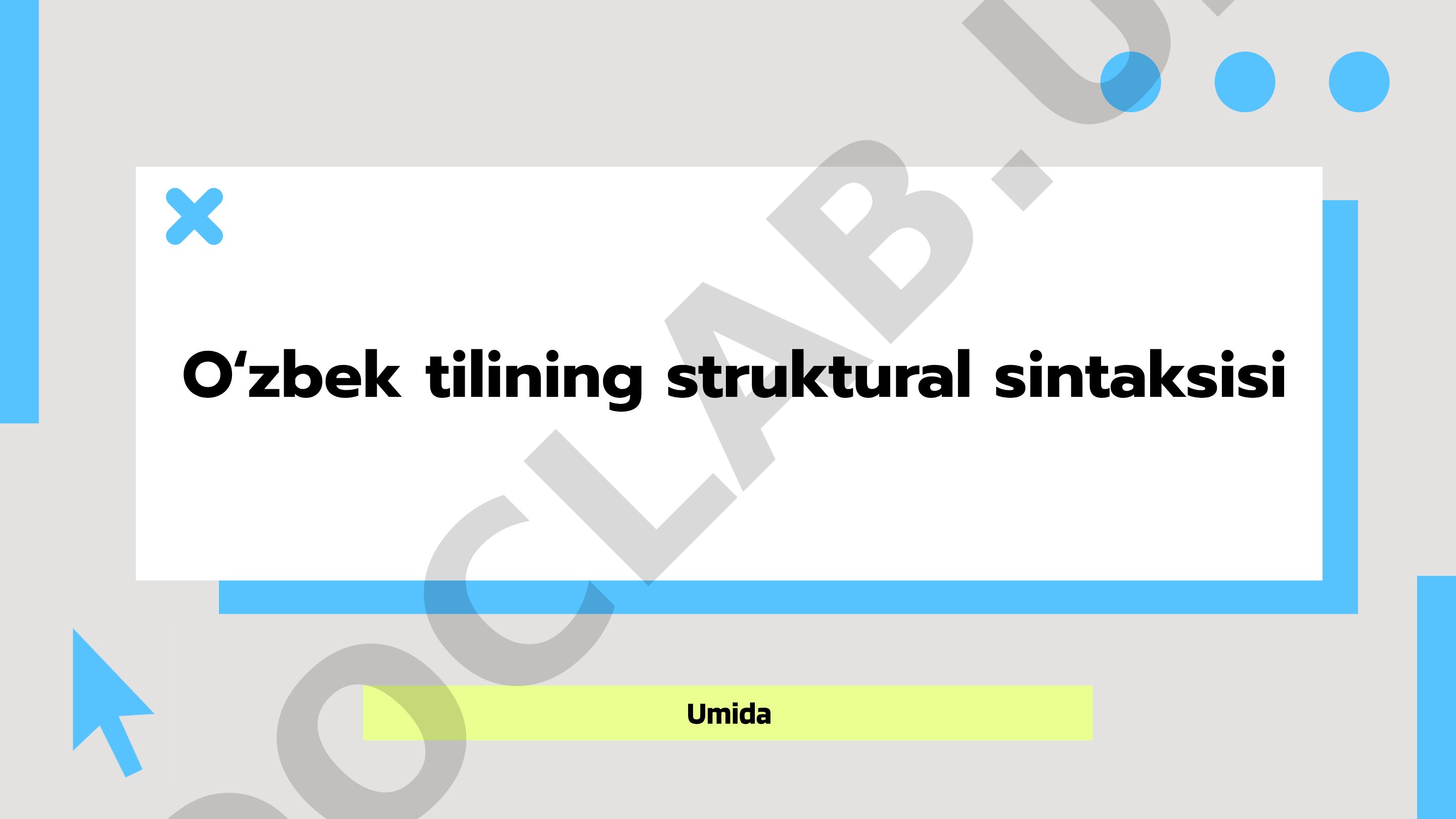 O'zbek tilining struktural sintaksisi