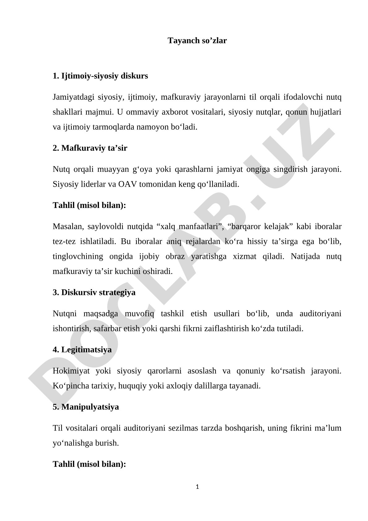 Ijtimoiy-siyosiy diskurs va mafkuraviy ta'sir tahlili