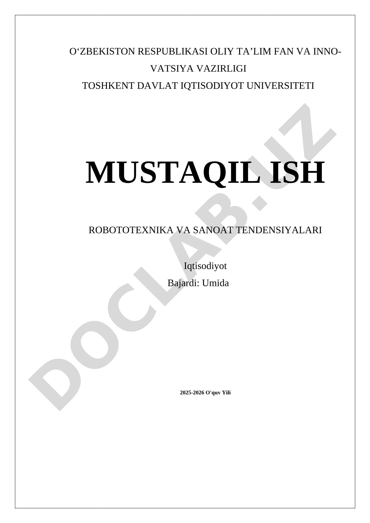 Robototexnika va sanoat tendensiyalari