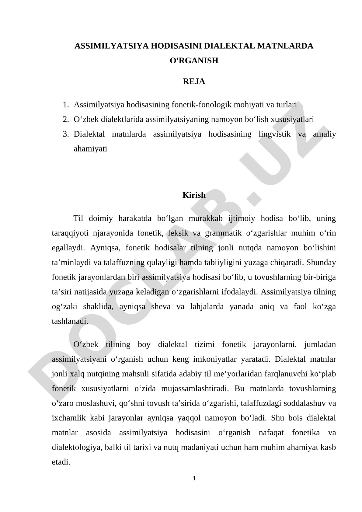 Assimilyatsiya hodisasini dialektal matnlarda o'rganish