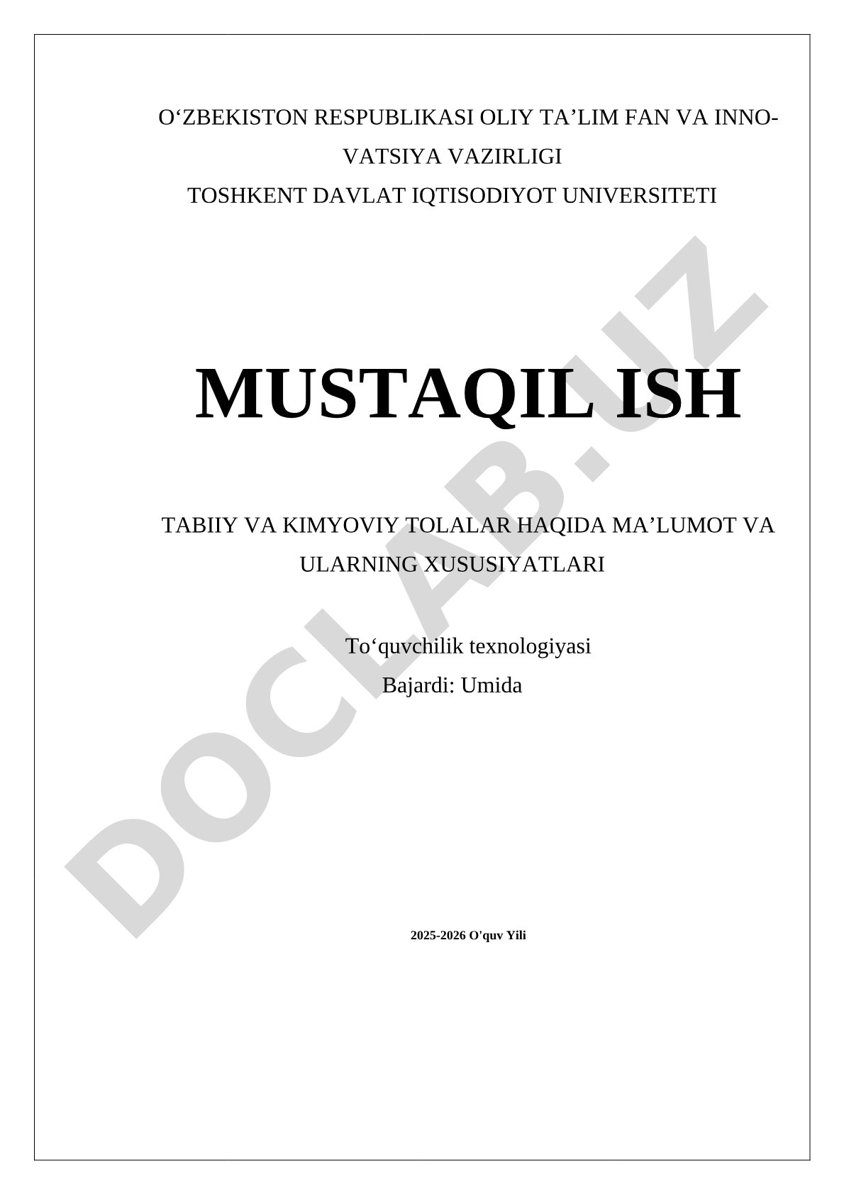 Tabiiy va kimyoviy tolalar haqida ma'lumot va ularning xususiyatlari