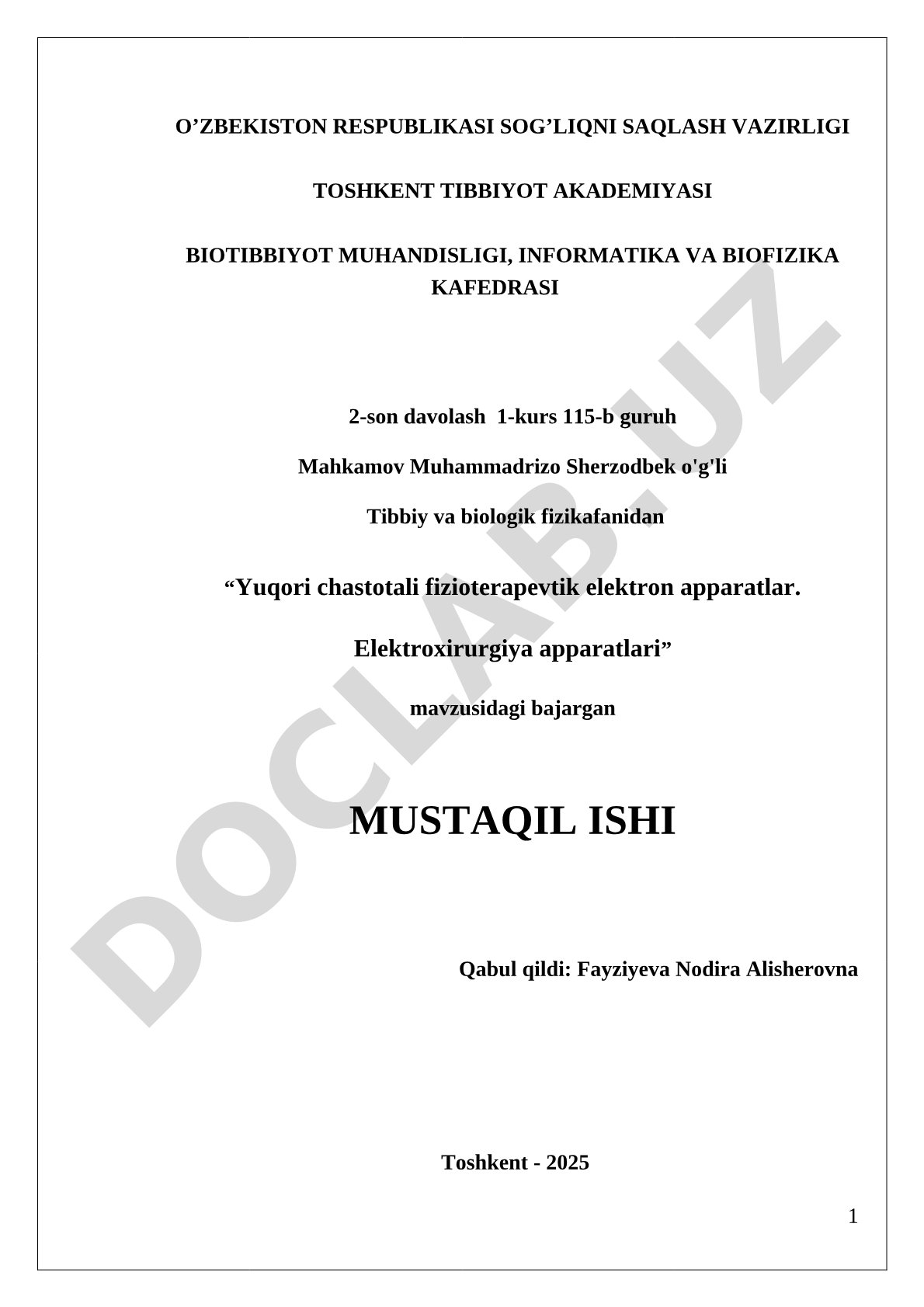 Yuqori chastotali fizioterapevtik elektron apparatlar. Elektroxirurgiya apparatlari