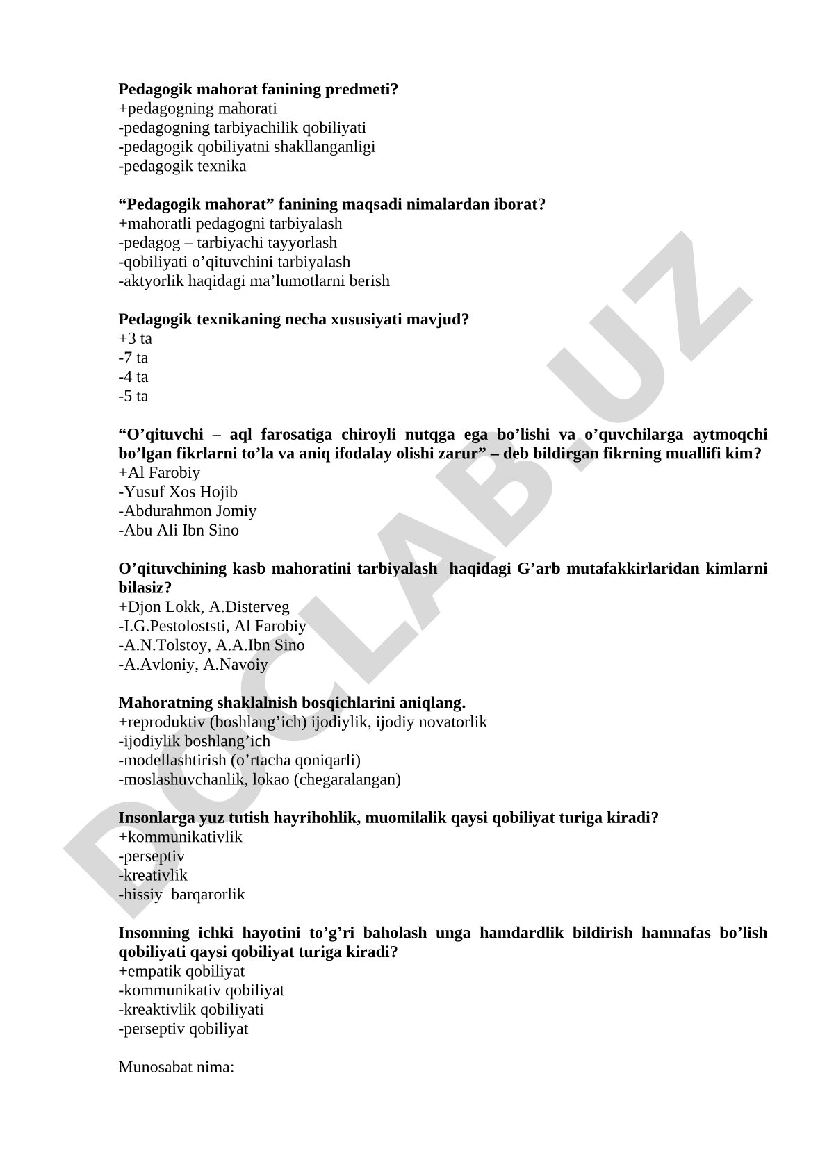 Pedagogik mahorat fanining predmeti va maqsadi