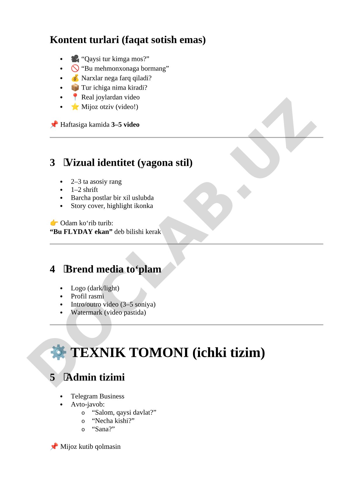 Kontent turlari va brend identiteti