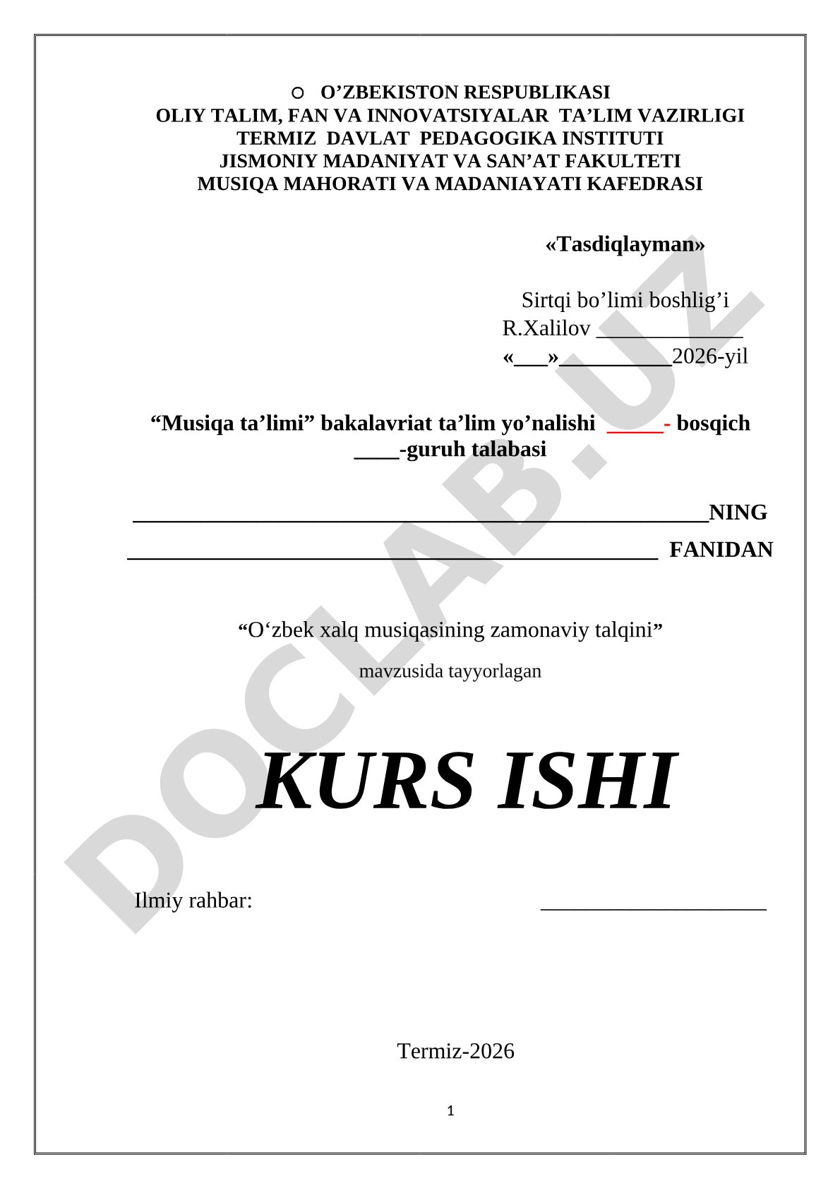O‘zbek xalq musiqasining zamonaviy talqini