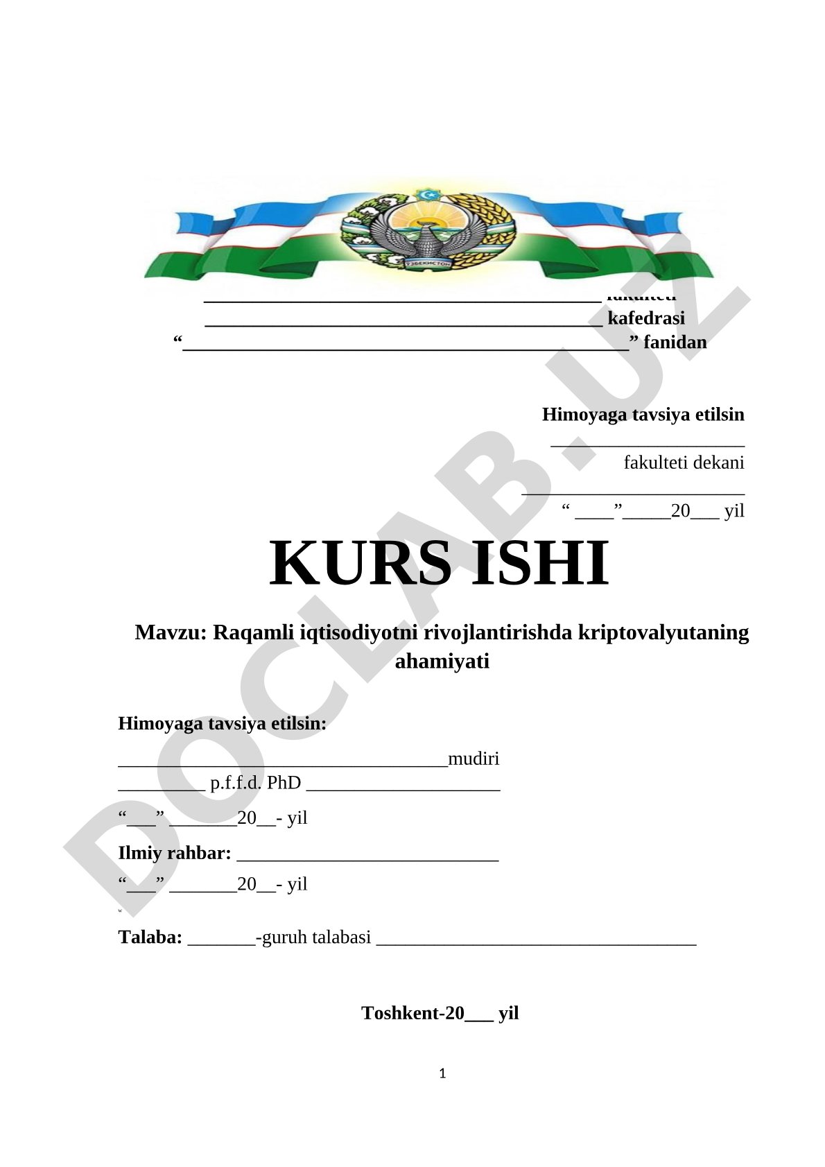 Raqamli iqtisodiyotni rivojlantirishda kriptovalyutaning ahamiyati