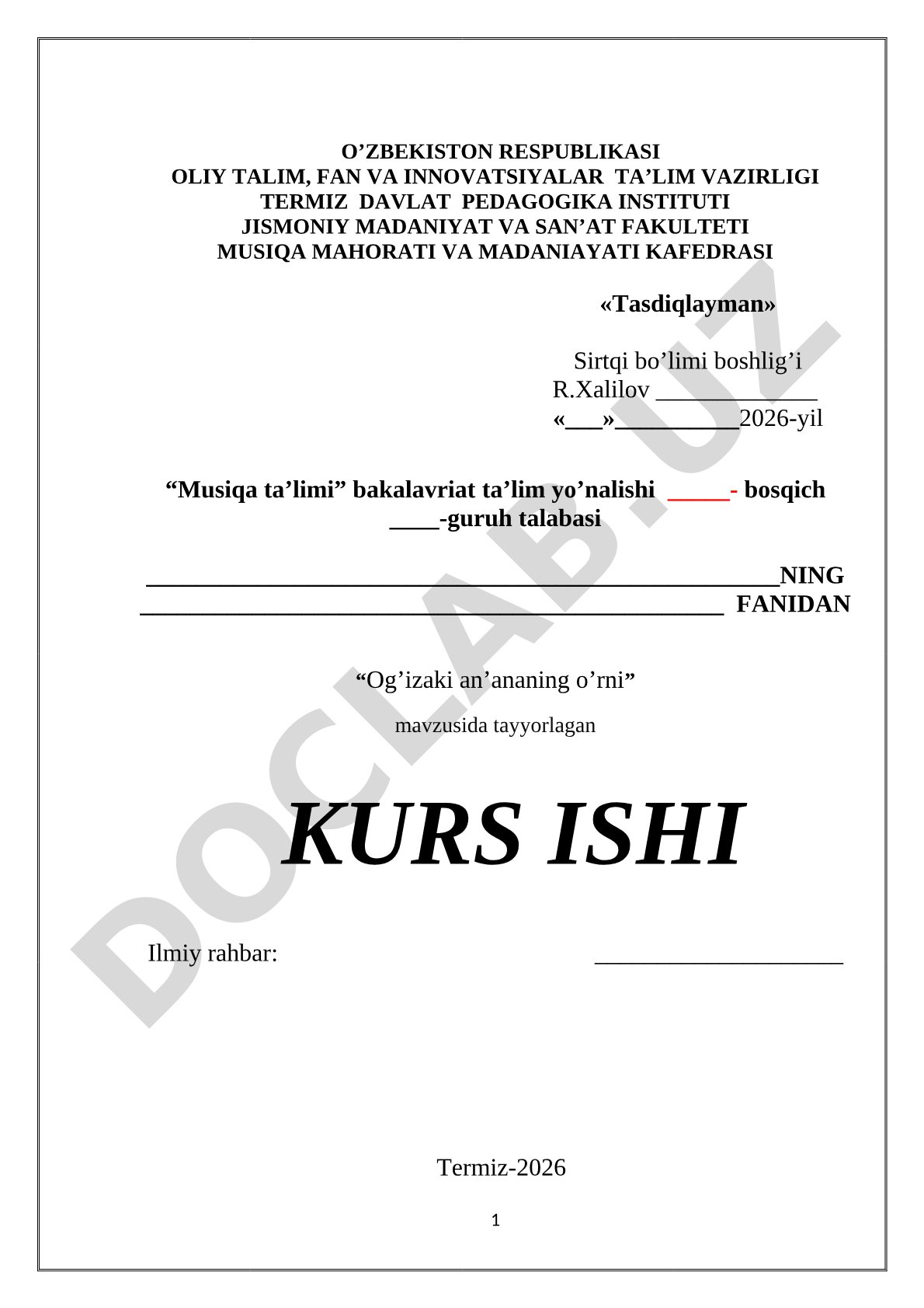 Og'izaki an'ananing o'rni
