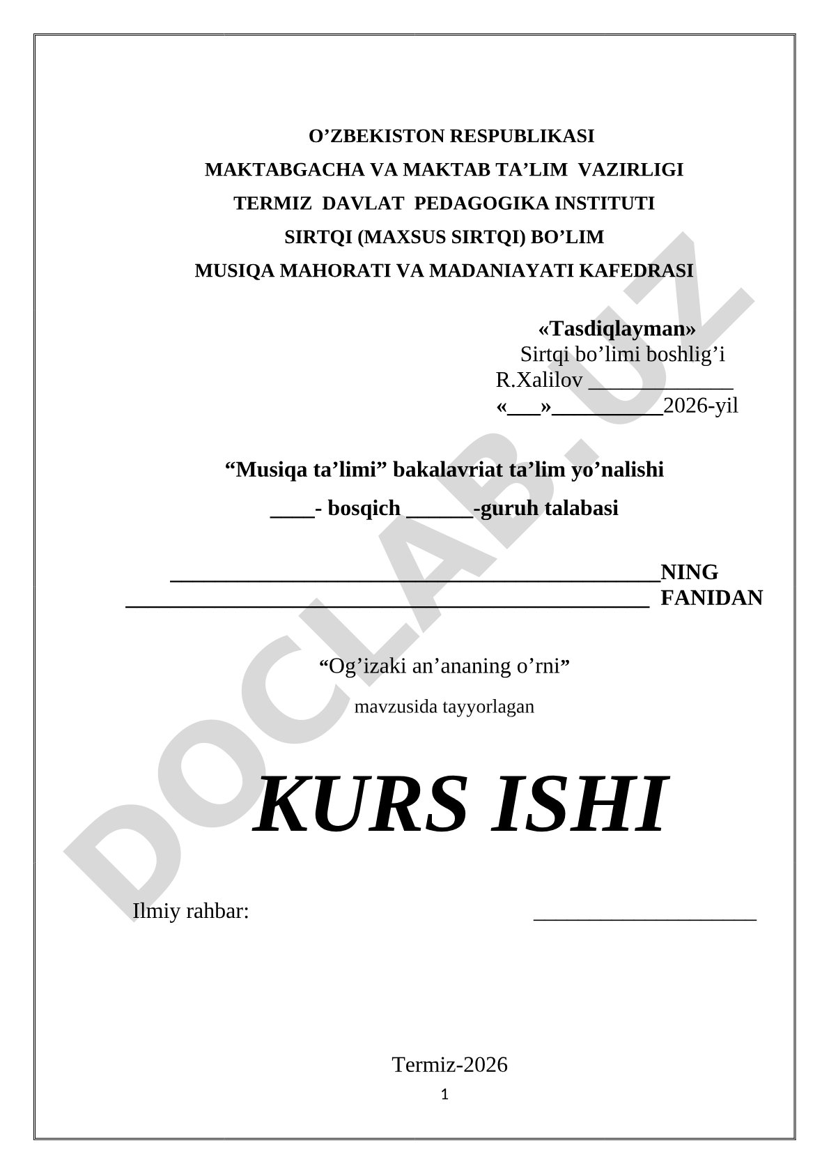 Og'izaki an'ananing o'rni