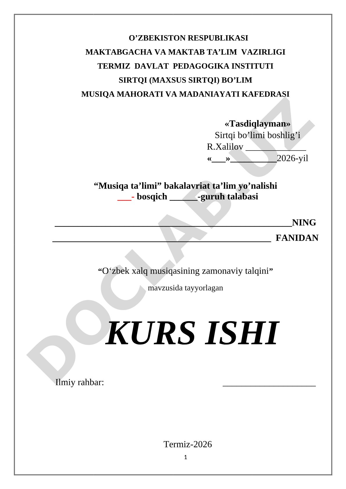 O‘zbek xalq musiqasining zamonaviy talqini