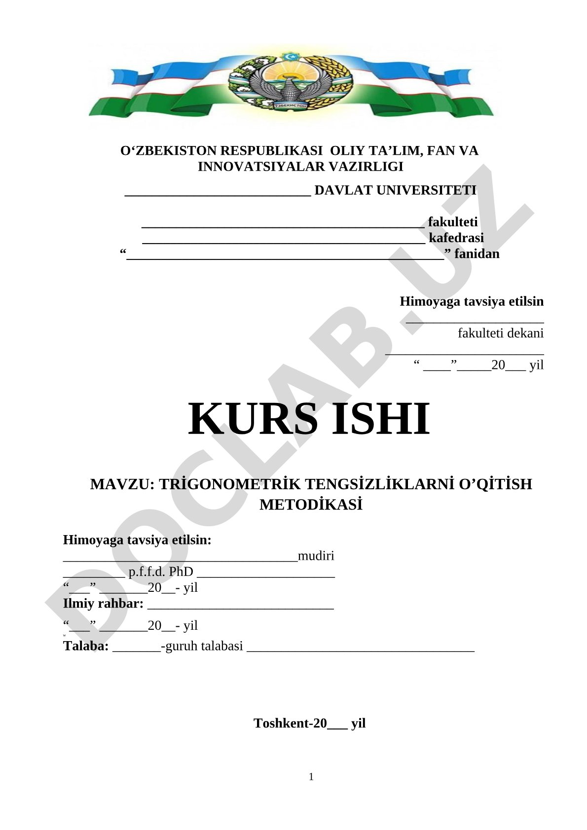 Trigonometrik tengsizliklarni o'qitish metodikasi
