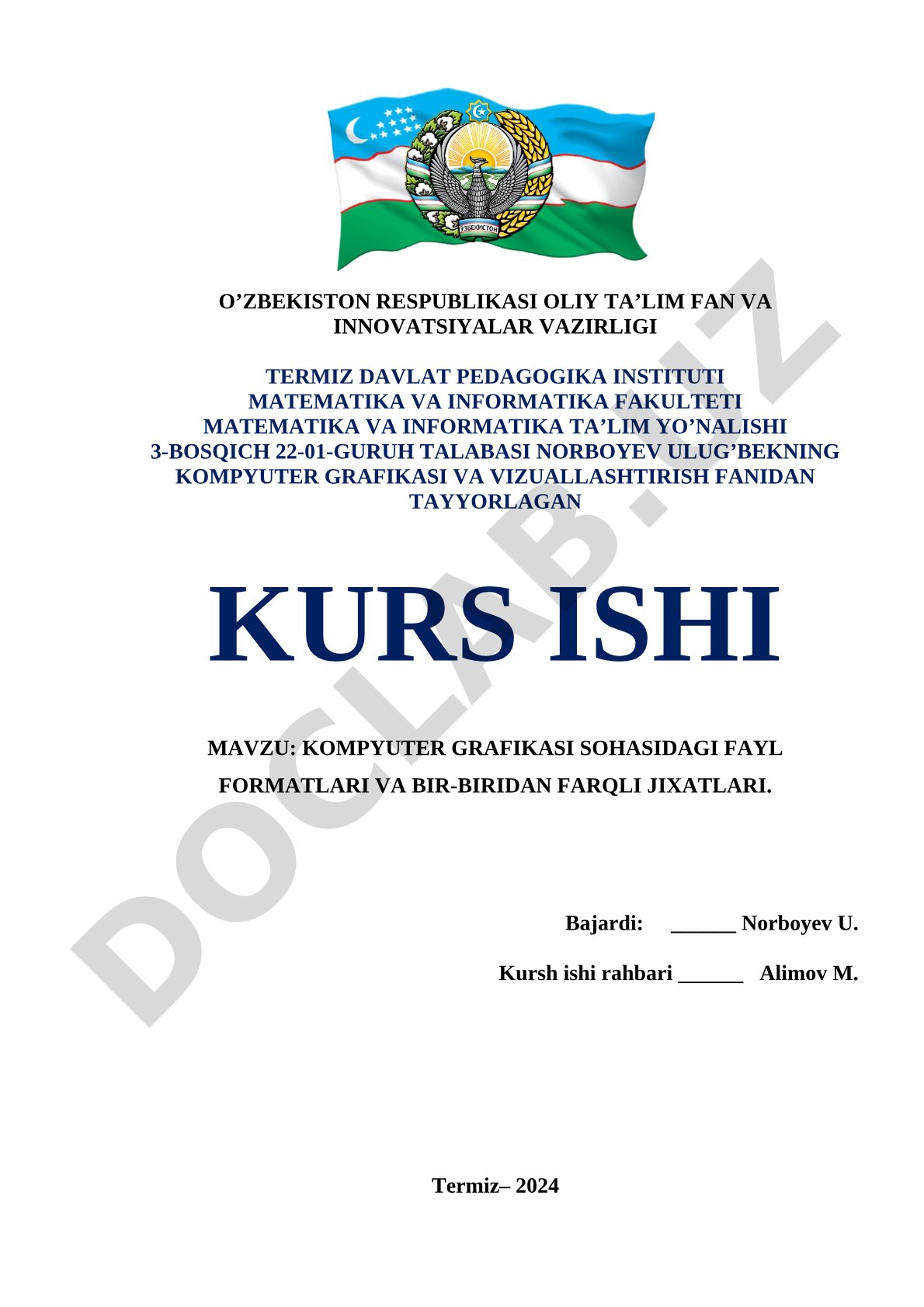 Kompyuter grafikasi sohasidagi fayl formatlari va bir-biridan farqli jihatlari