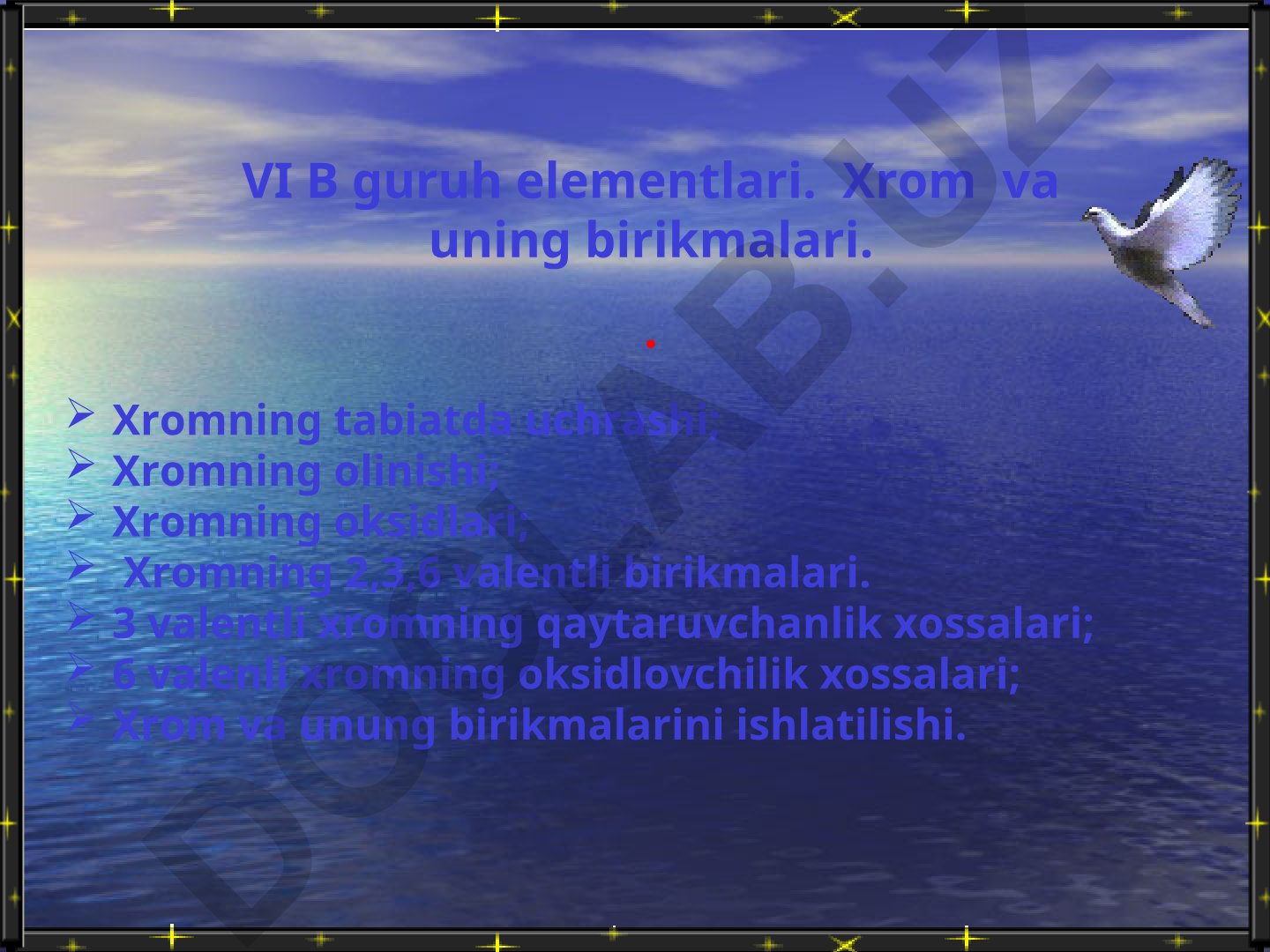 Xrom va uning birikmalari: xossalari, olinishi va qo'llanilishi