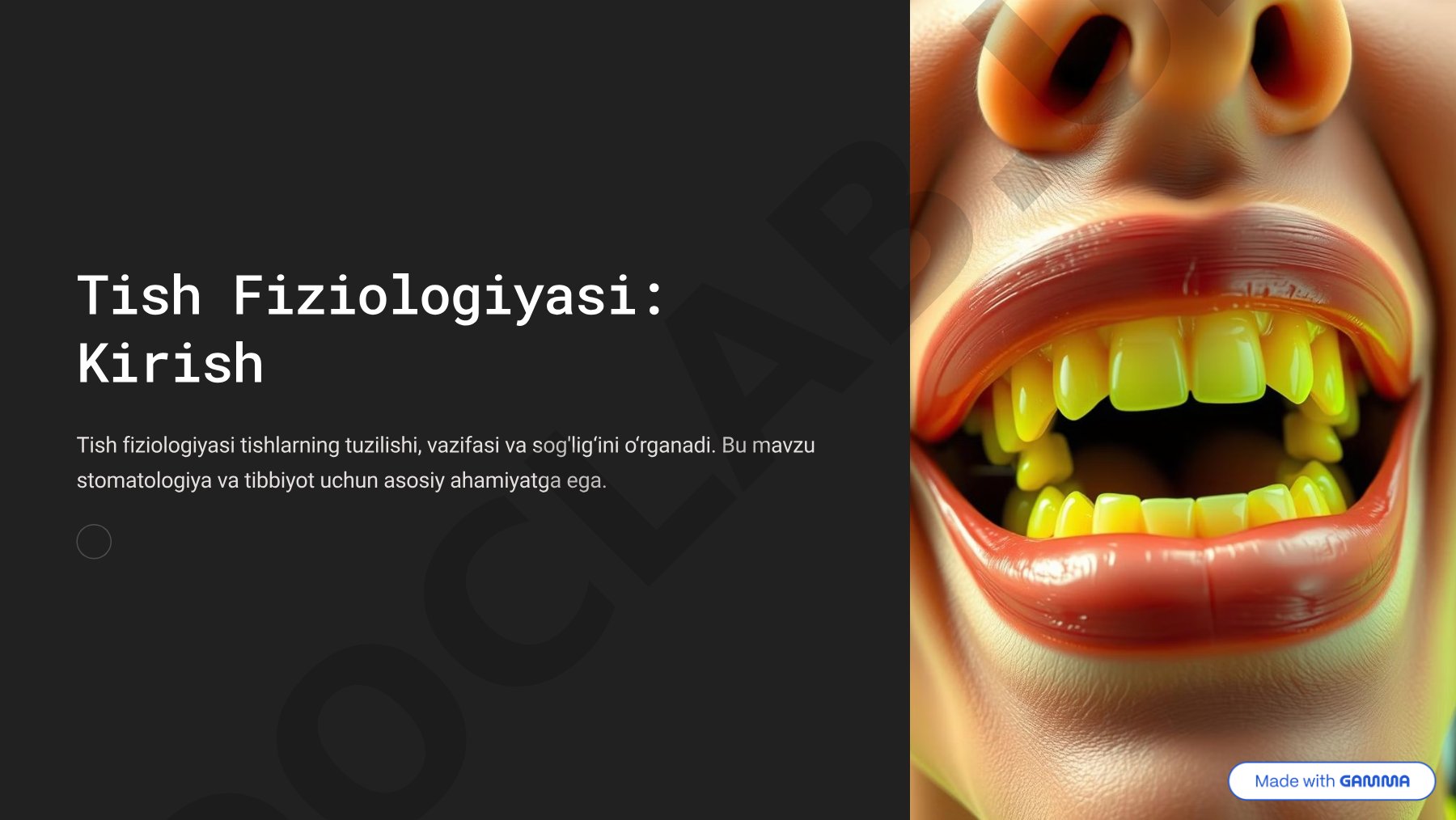Tish fiziologiyasi: tishlarning tuzilishi, emal, dentin, pulpa va chaynash jarayonidagi