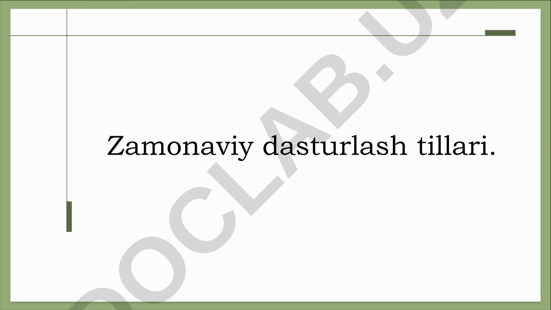 Zamonaviy dasturlash tillari