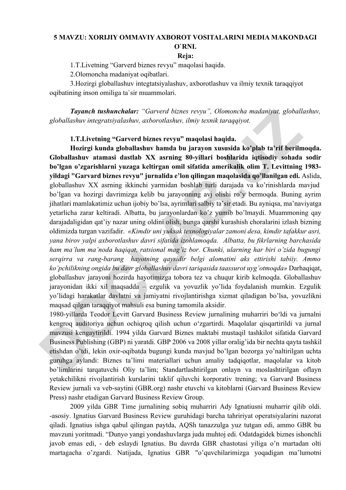 Xorijiy ommaviy axborot vositalarini media makondagi o'rni
