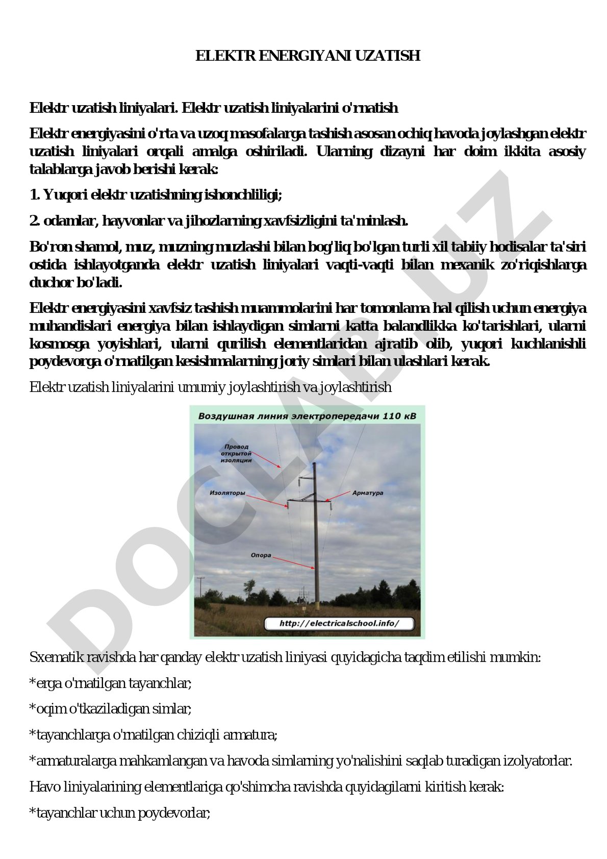Elektr energiyani uzatish