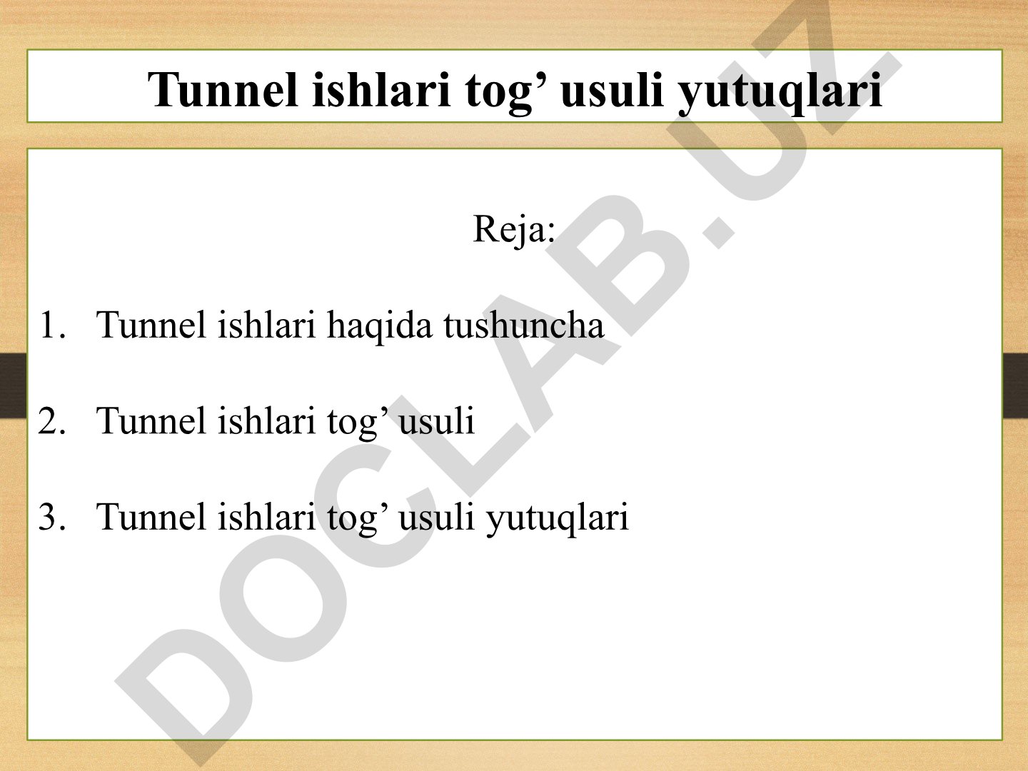 Tunnel ishlari va tog' usuli yutuqlari