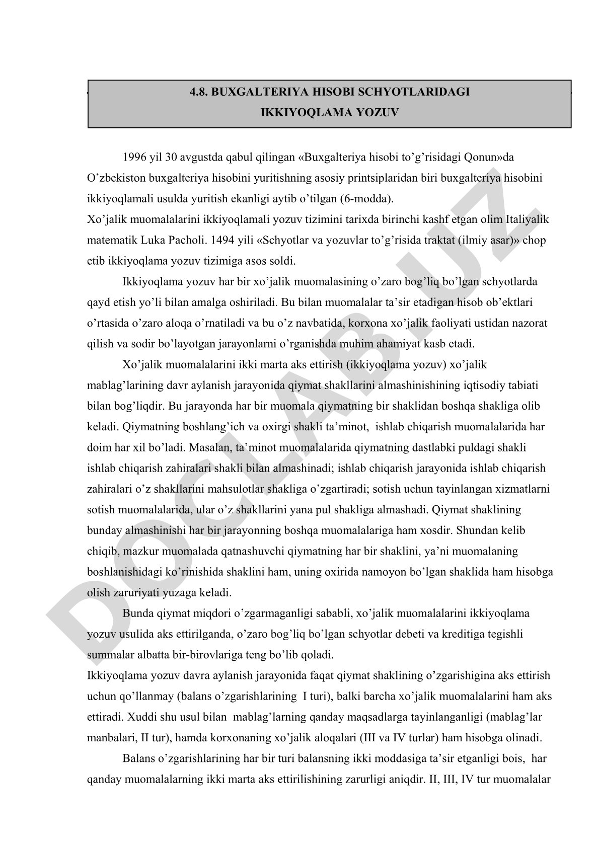 Buxgalteriya hisobi schyotlaridagi ikkiyoqlama yozuv