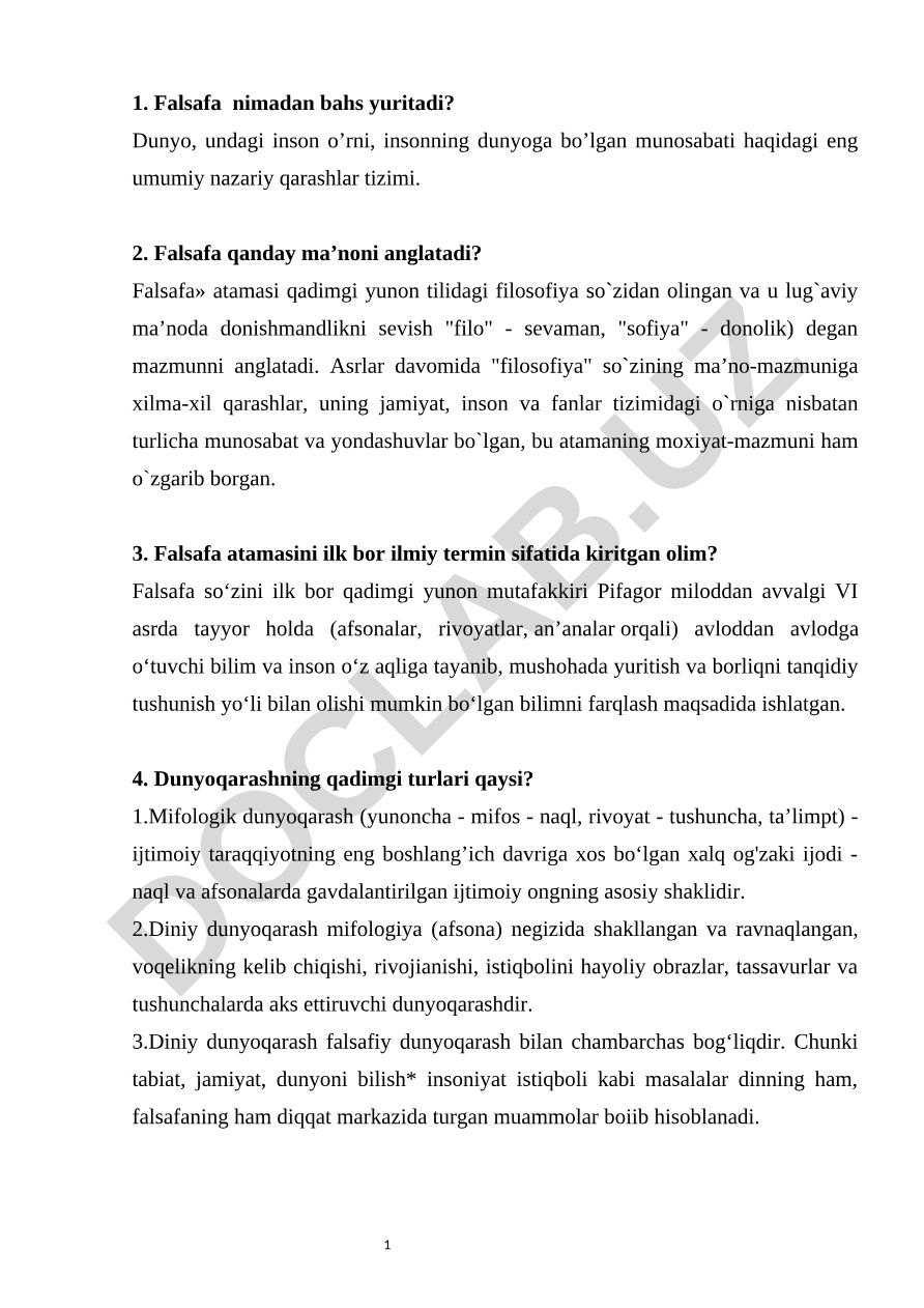 Falsafaning mohiyati va tarixiy rivojlanishi