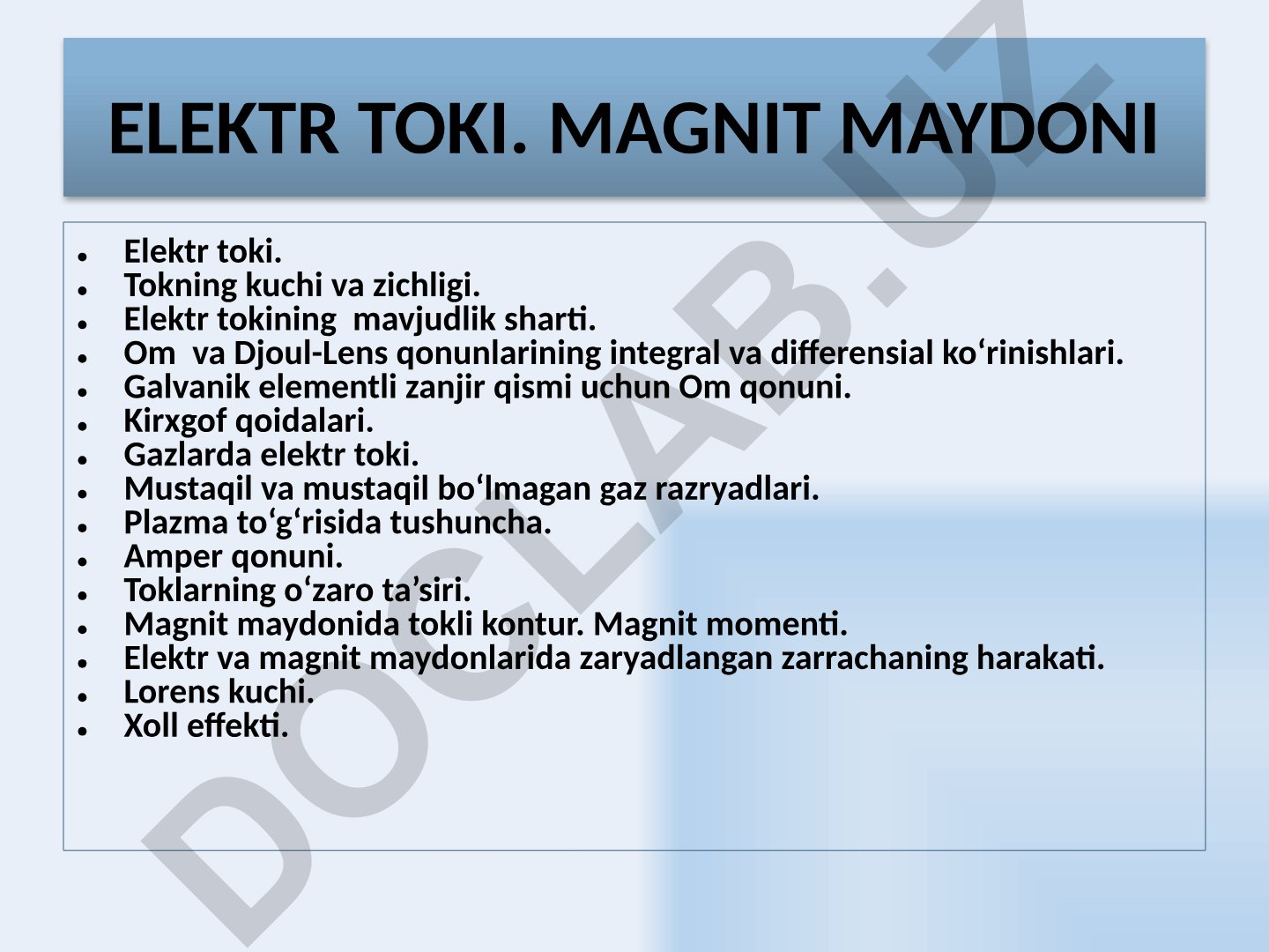 Elektr toki va magnit maydon