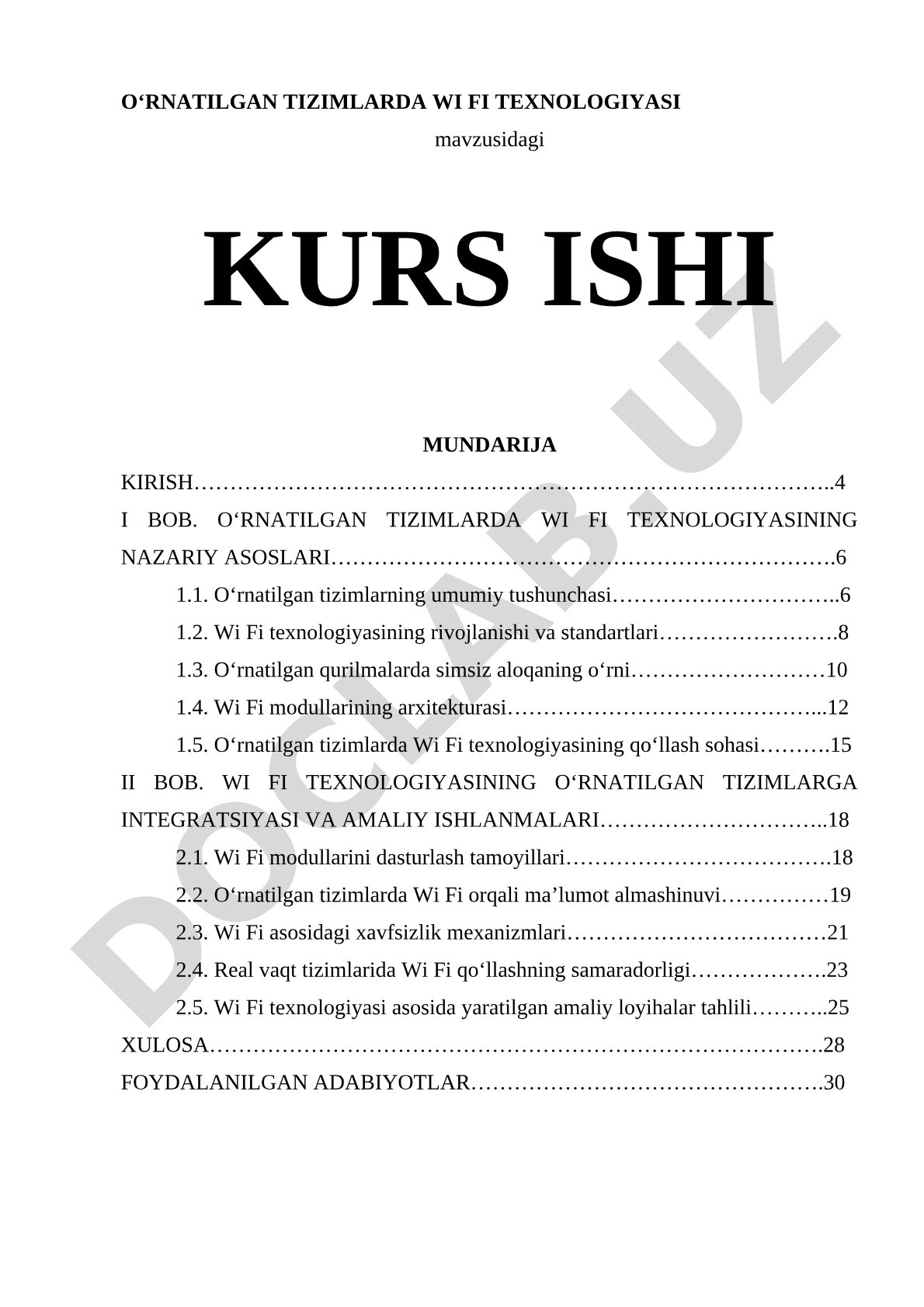 O‘rnatilgan tizimlarda Wi Fi texnologiyasi