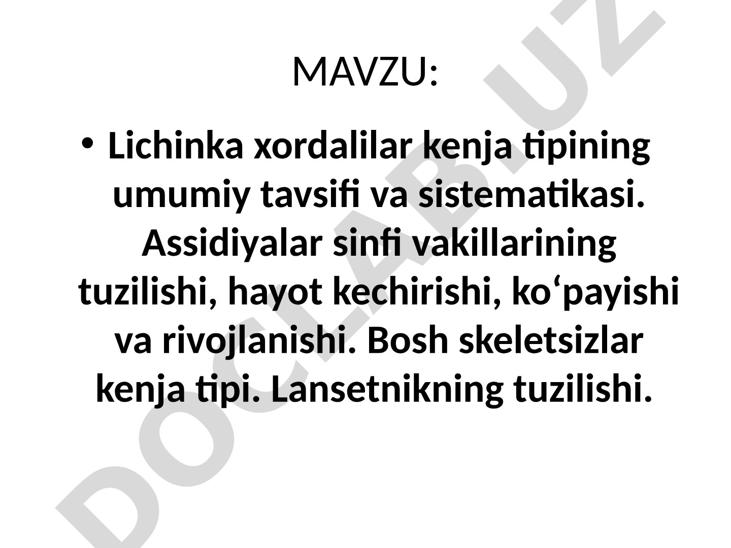 Lichinka xordalilar kenja tipining umumiy tavsifi va sistematikasi