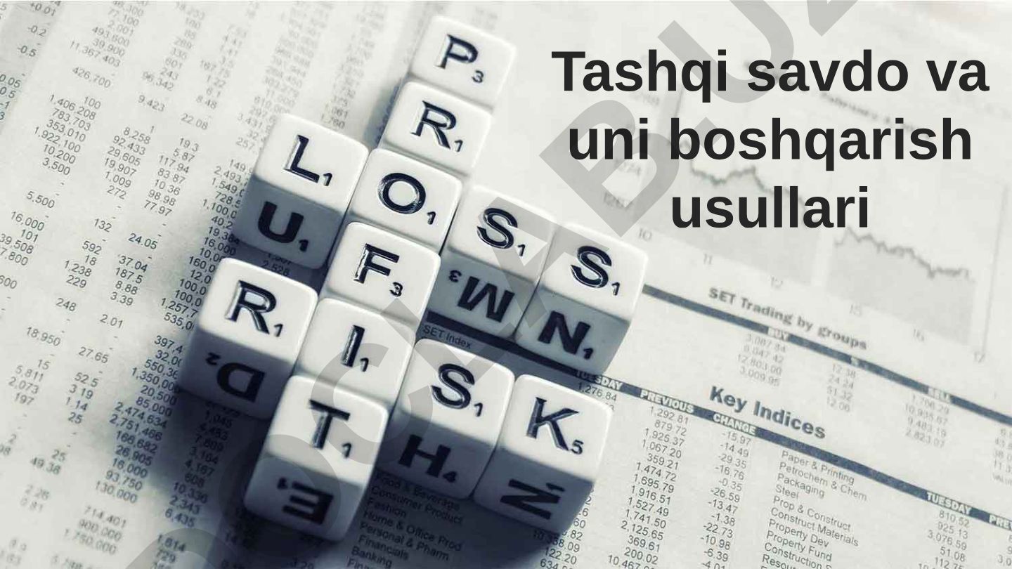 Tashqi savdo va uni boshqarish usullari