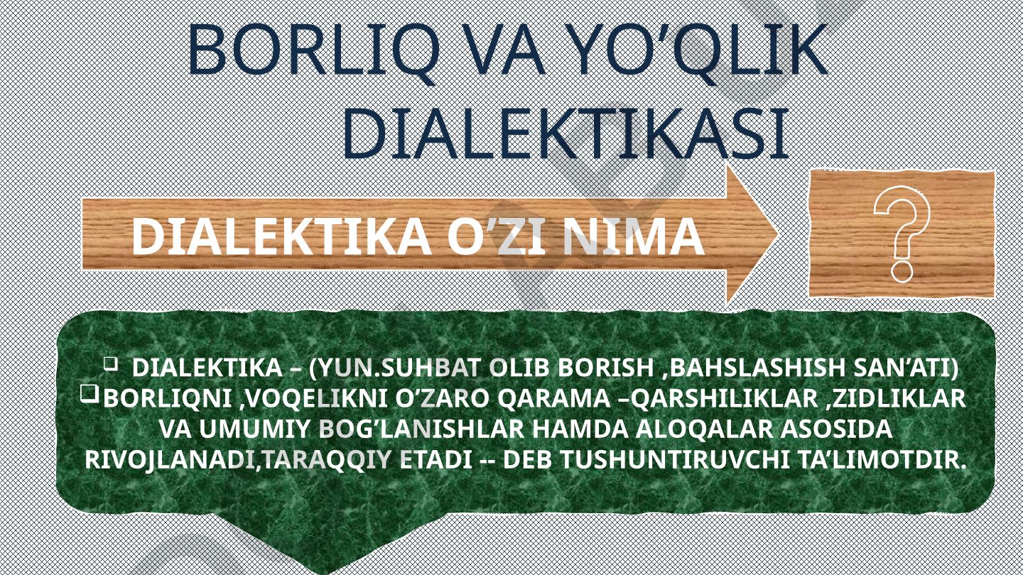 Borliq va yo'qlik dialektikasi