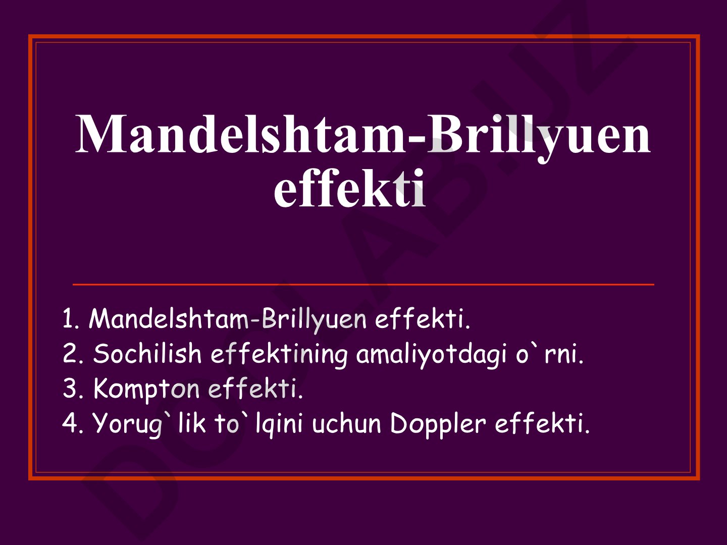 Mandelshtam-Brillyuen effekti va yorug'lik sochilish hodisalari