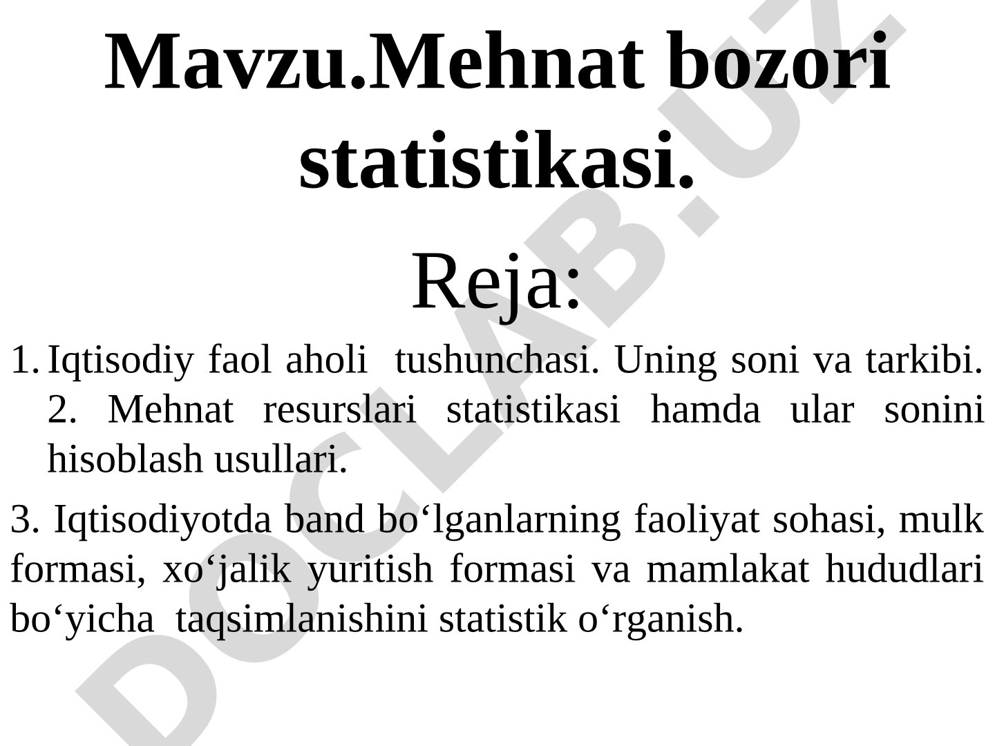 Mehnat bozori statistikasi