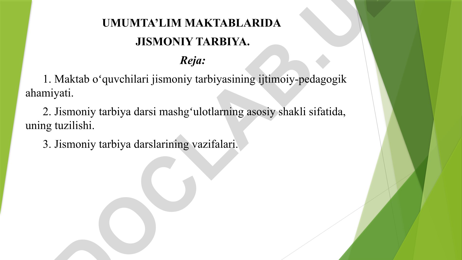 Umumta’lim maktablarida jismoniy tarbiya
