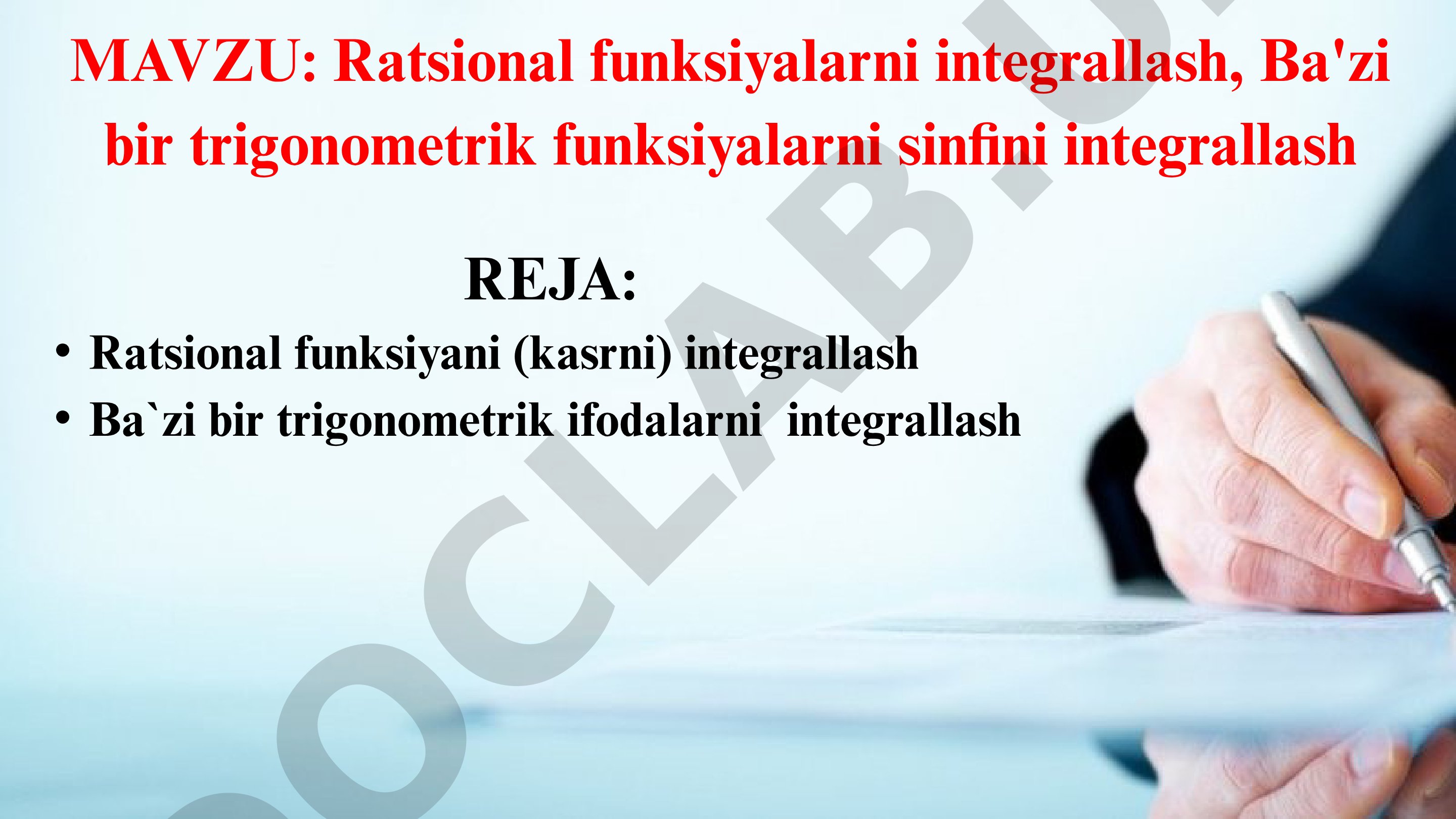 Ratsional funksiyalarni integrallash