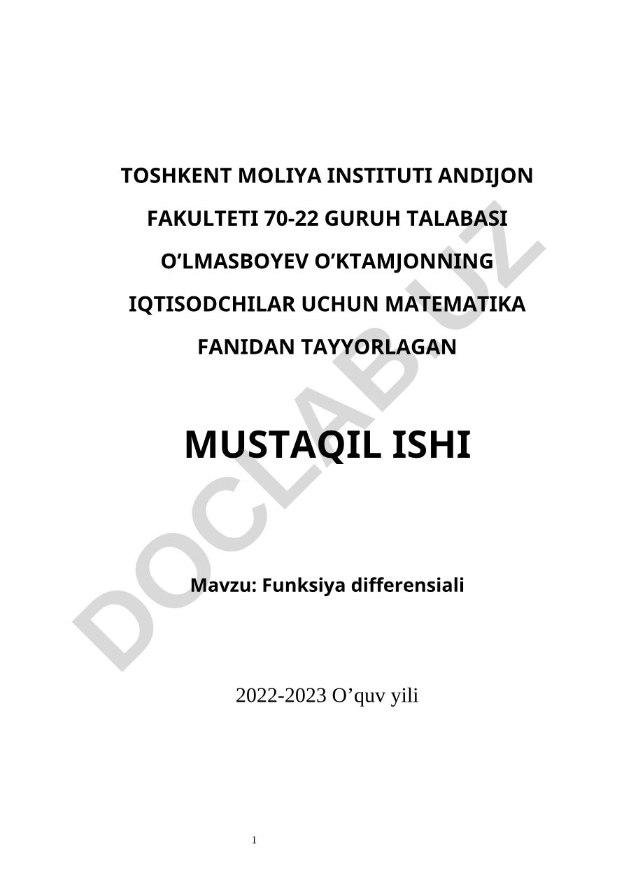 Funksiya differensiali