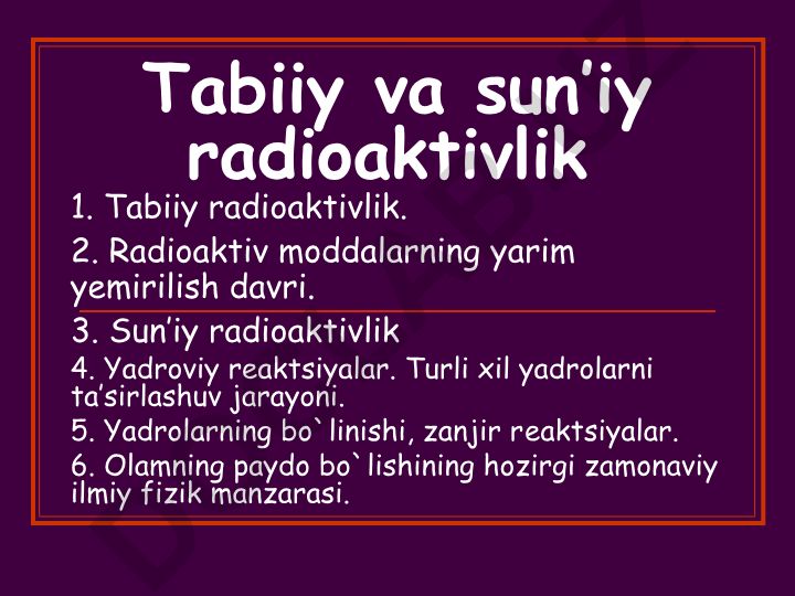 Tabiiy va sun’iy radioaktivlik