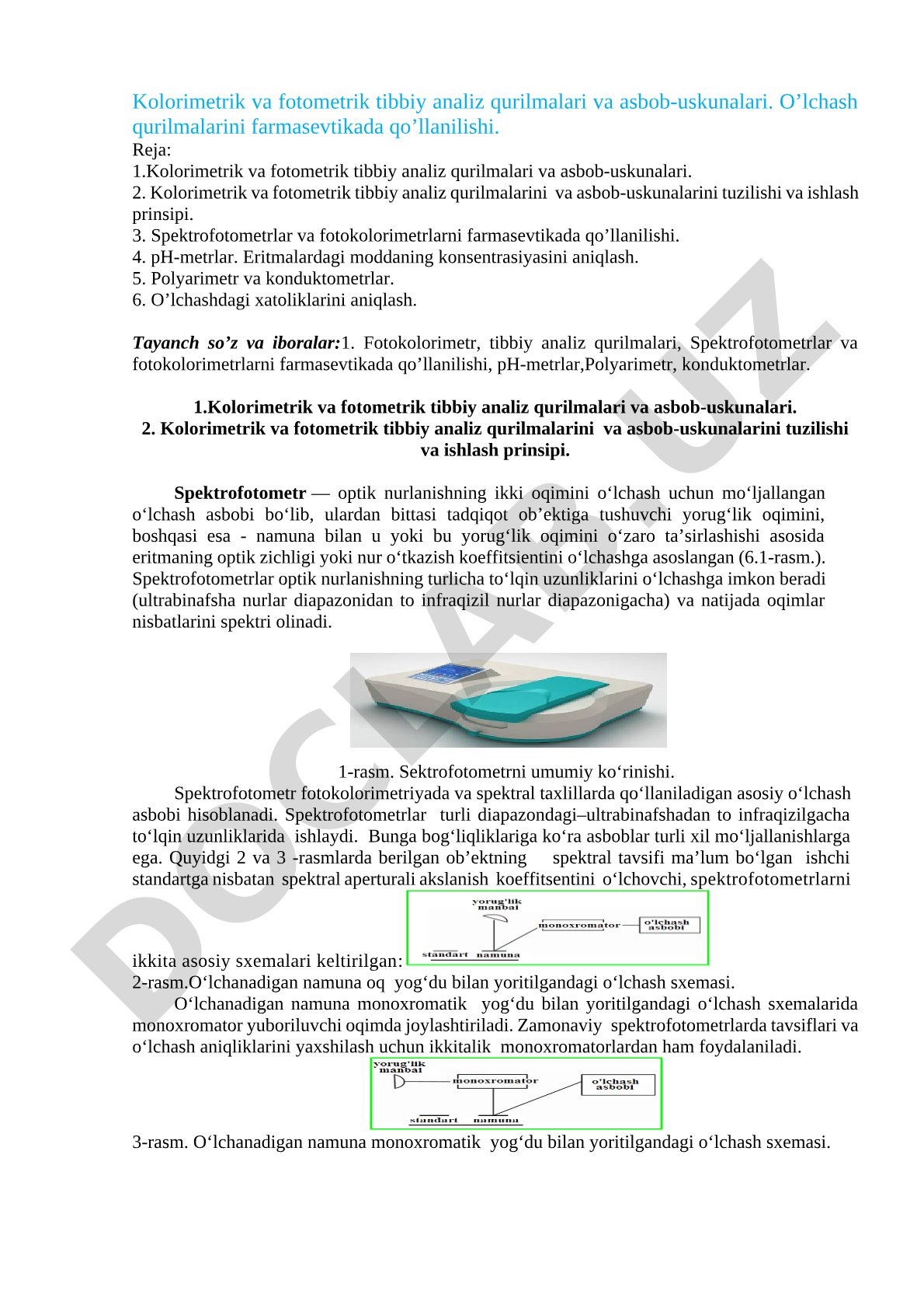 Kolorimetrik va fotometrik tibbiy analiz qurilmalari va asbob-uskunalari