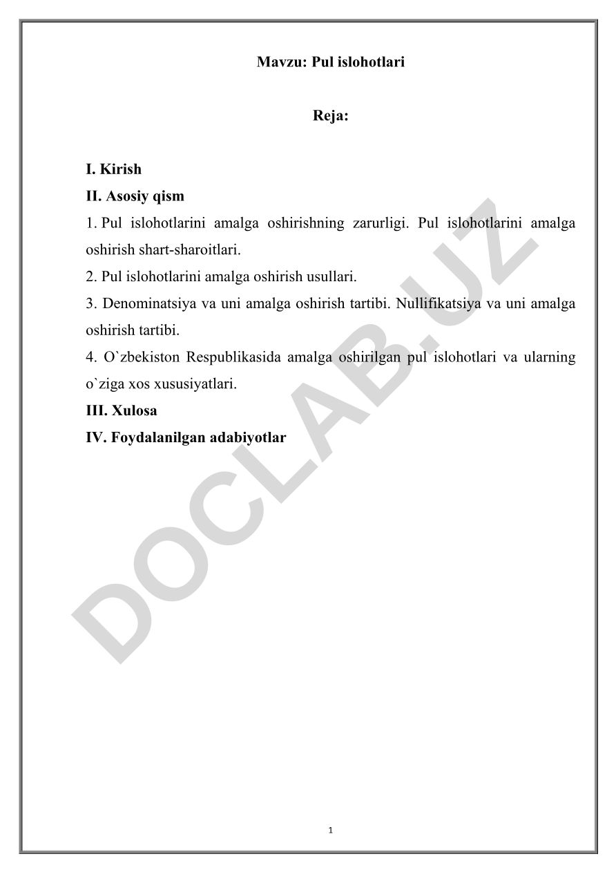 Pul islohotlari