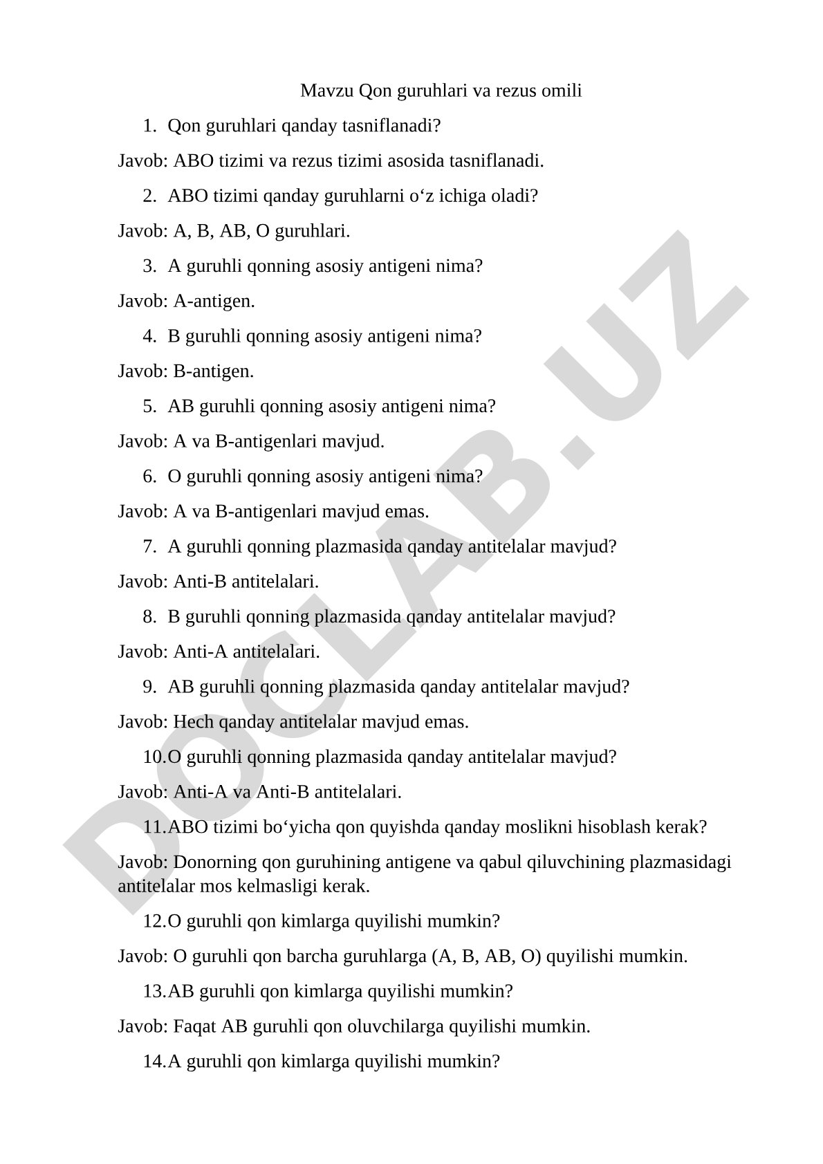 Qon guruhlari va rezus omili