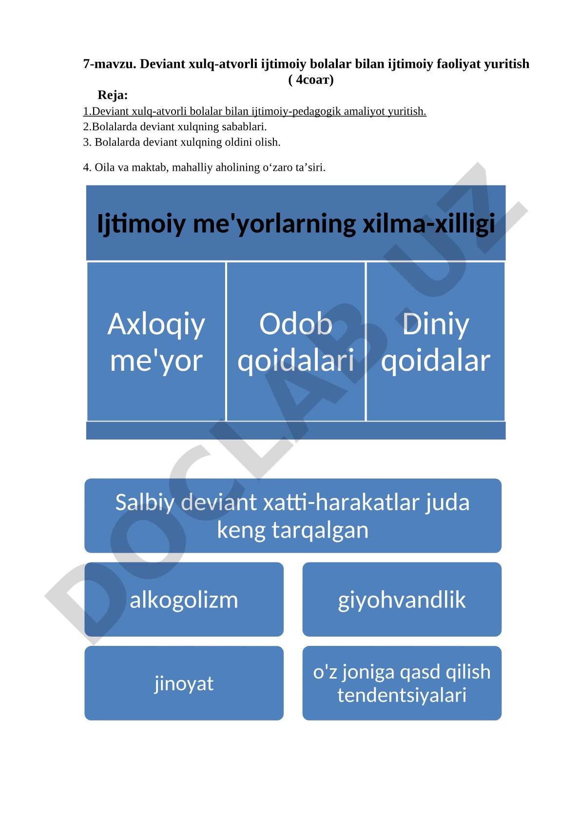 Deviant xulq-atvorli bolalar bilan ijtimoiy faoliyat yuritish