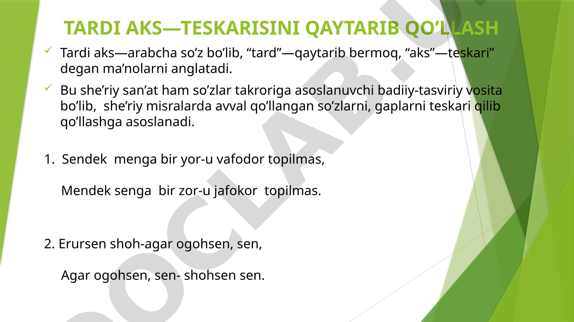 Tardi aks she’riy san’ati va misollar