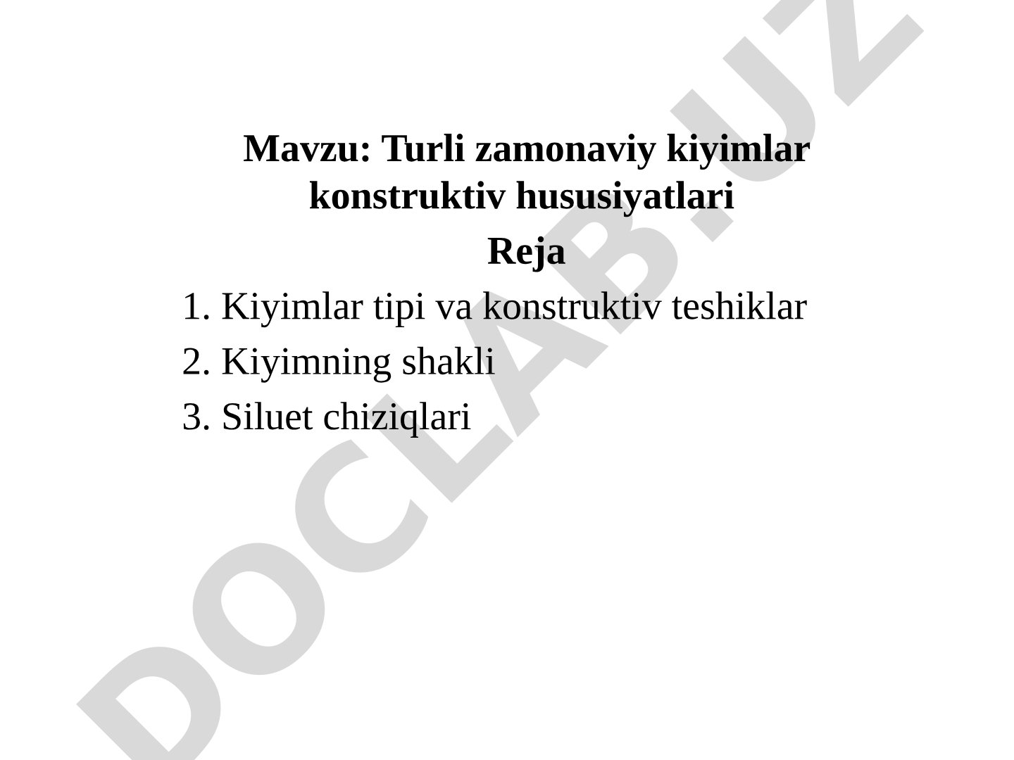Turli zamonaviy kiyimlar konstruktiv hususiyatlari