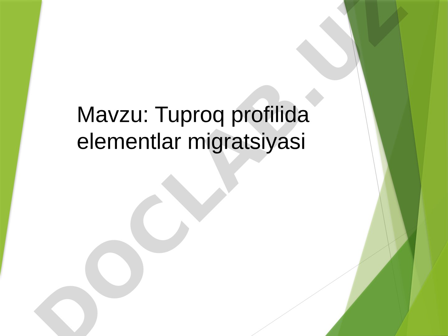 Tuproq profilida elementlar migratsiyasi