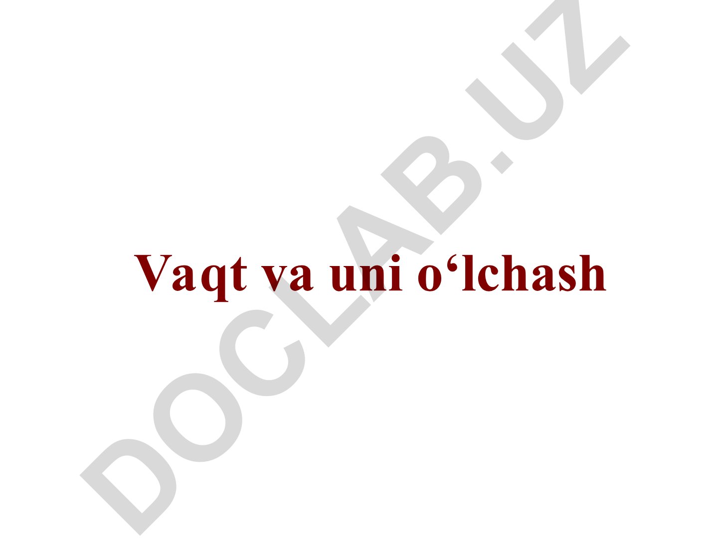 Vaqt va uni o‘lchash