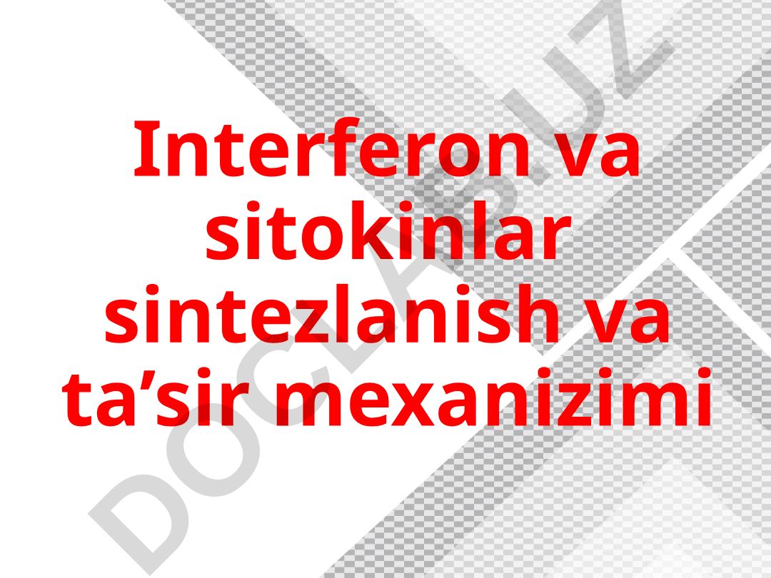 Interferon va sitokinlar sintezlanish va ta'sir mexanizimi