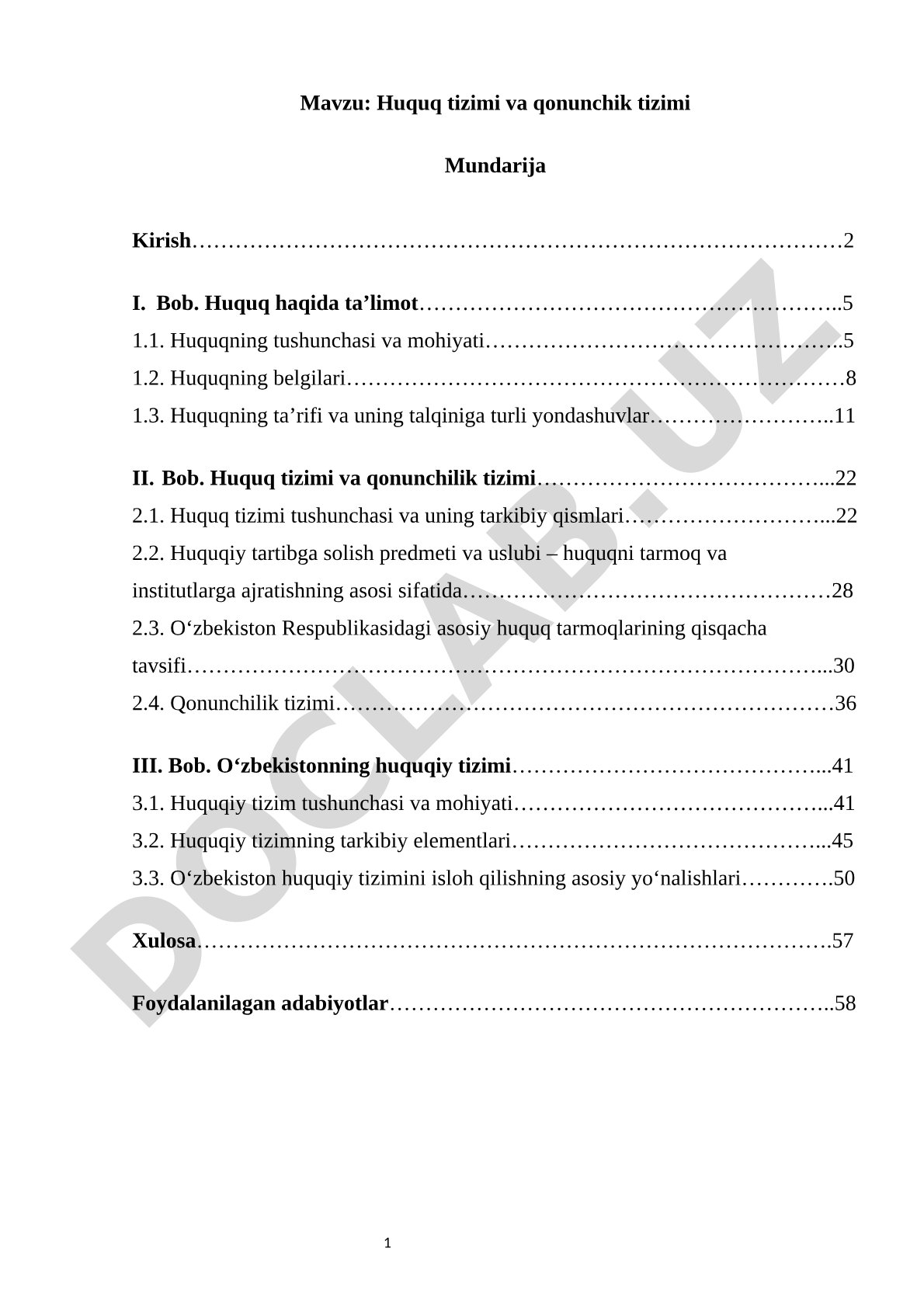 Huquq tizimi va qonunchilik tizimi