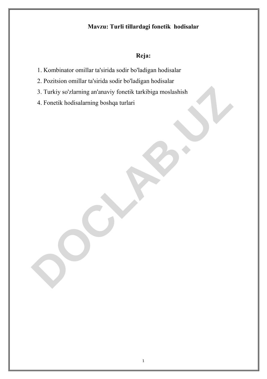 Turli tillardagi fonetik hodisalar