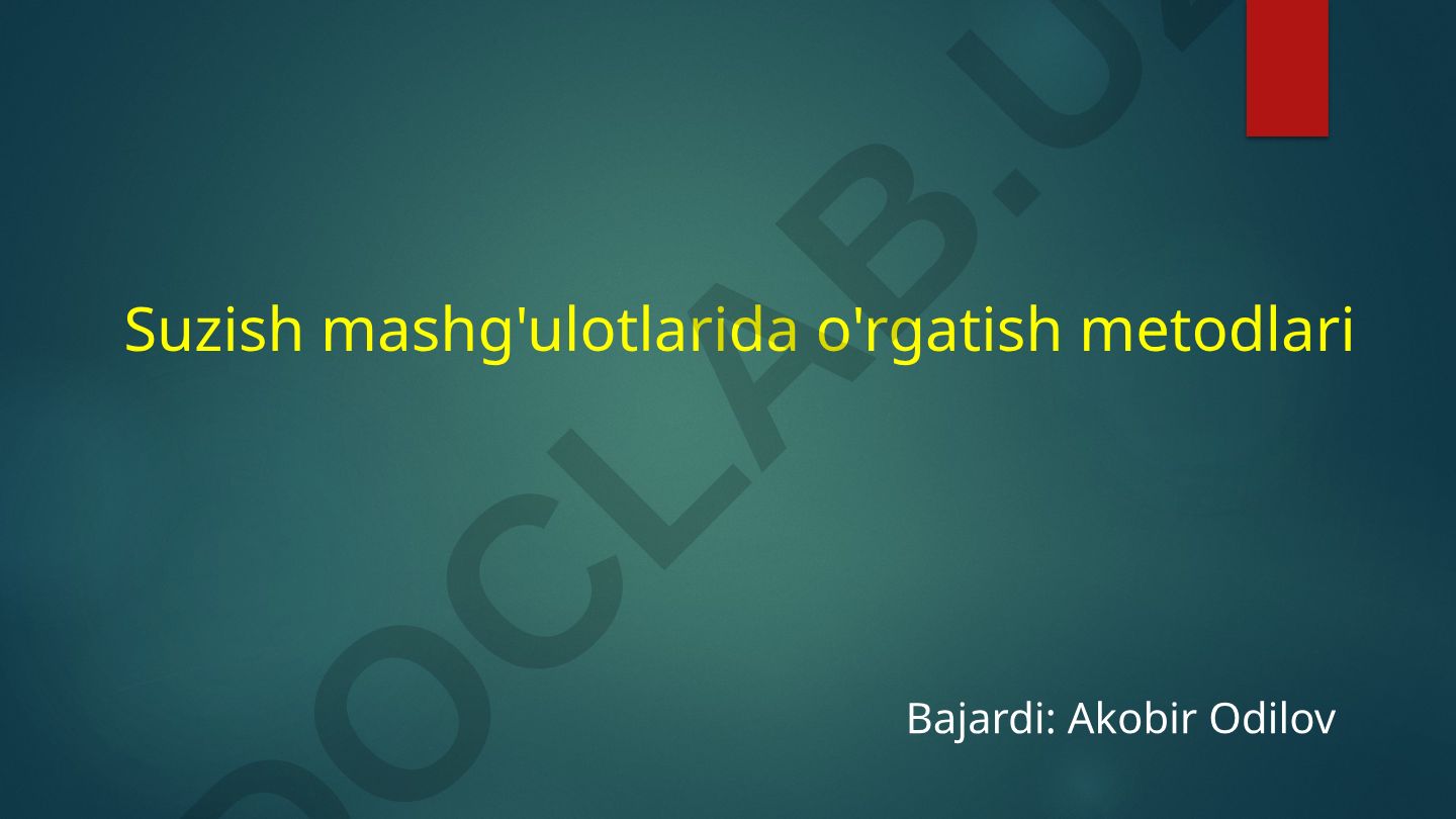 Suzish mashg'ulotlarida o'rgatish metodlari