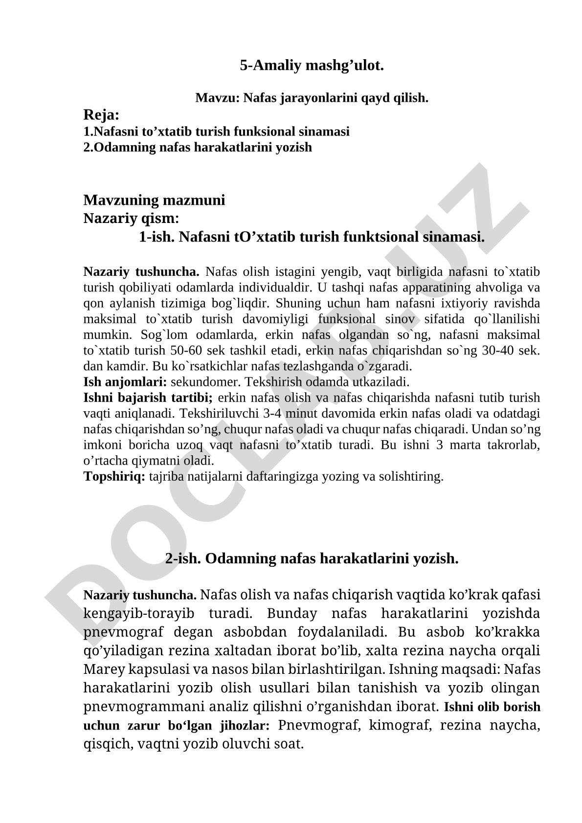 Nafas jarayonlarini qayd qilish